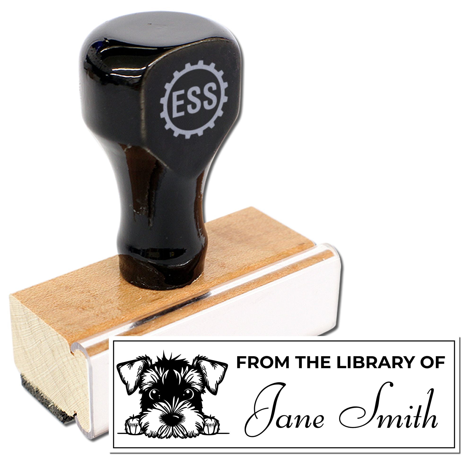 Wood Handle Airedale Terrier Personalized Book Stamp