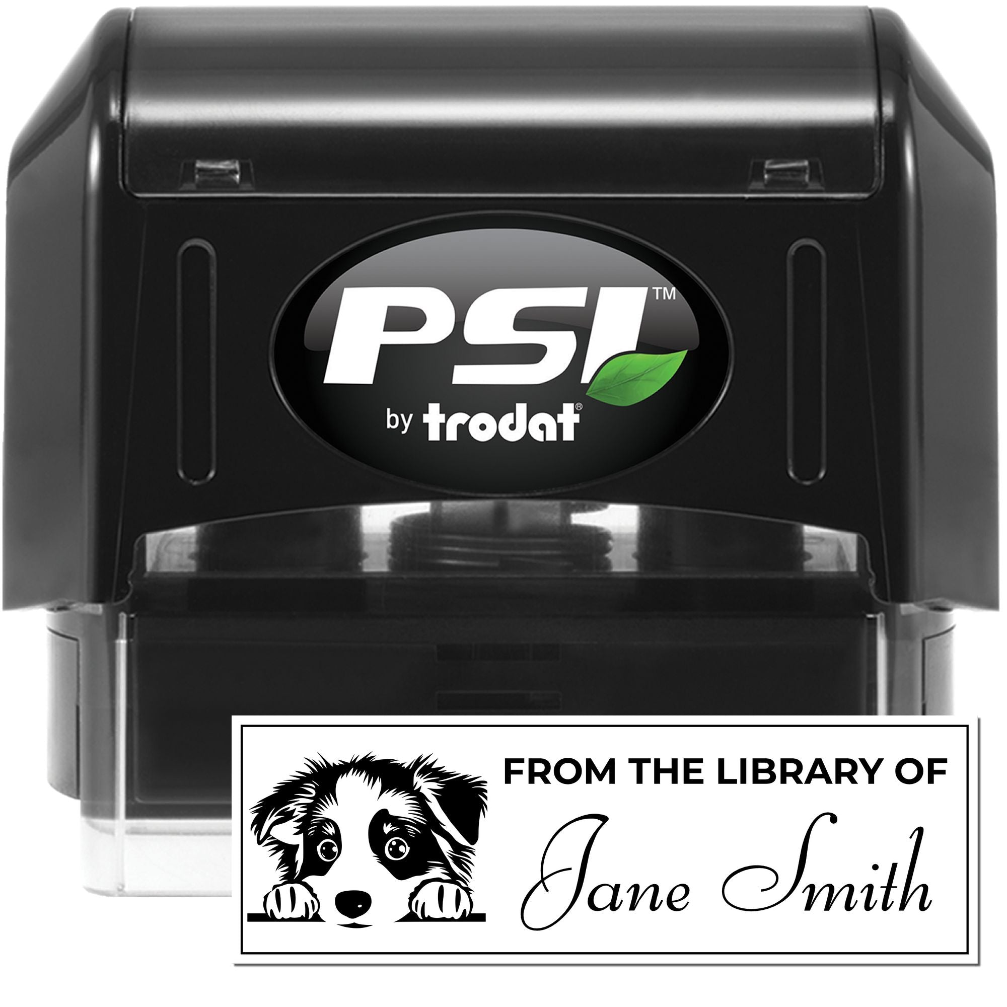 Pre-Inked Australian Shepherd Personalized Book Stamp - Engineer Seal Stamps