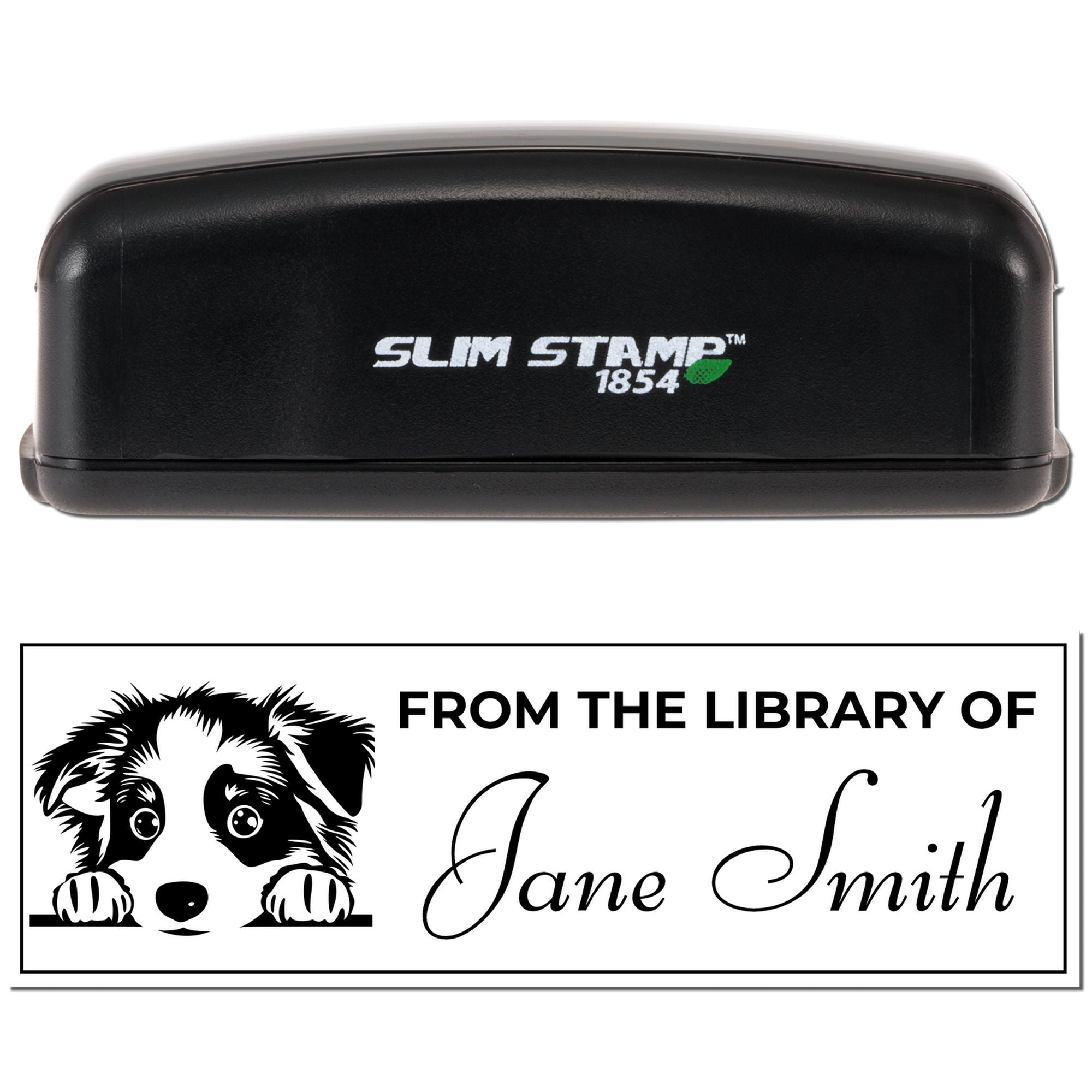 Slim Australian Shepherd Ex Libris Book Stamp - Engineer Seal Stamps