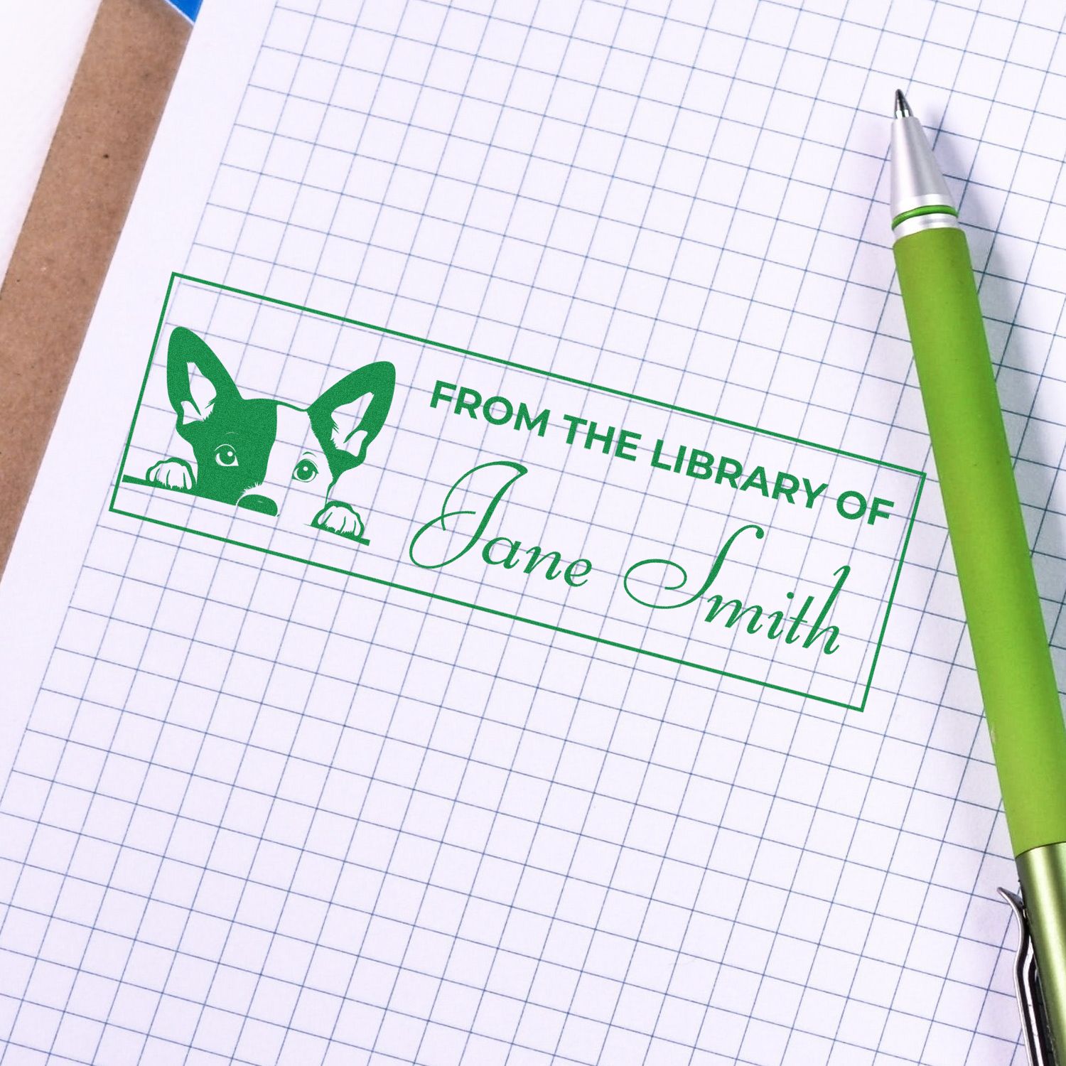 Slim Basenji Personalized Book Stamp With Name - Engineer Seal Stamps