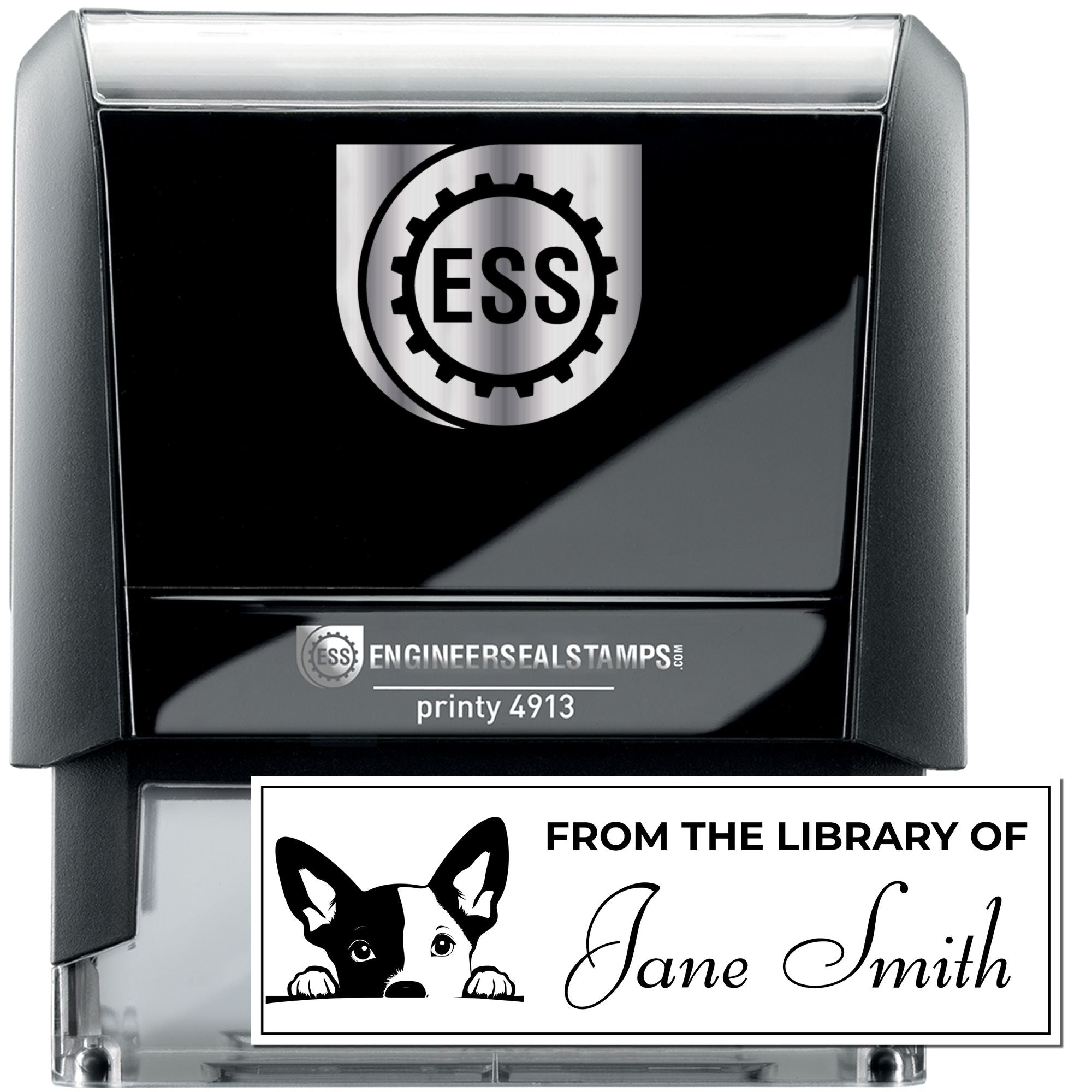 Self-Inking Basenji Whimsical Book Stamp - Engineer Seal Stamps