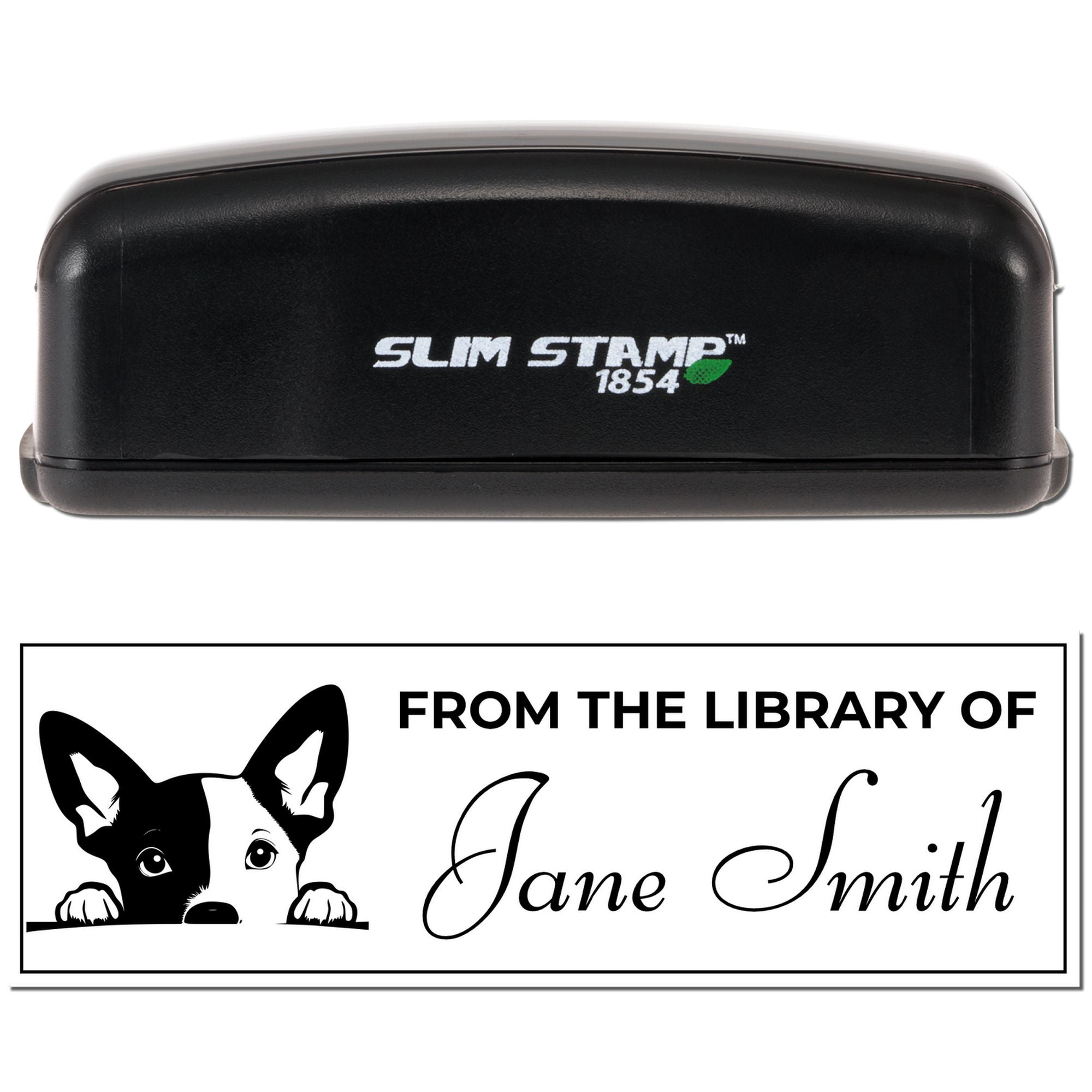 Slim Basenji Personalized Book Stamp With Name - Engineer Seal Stamps