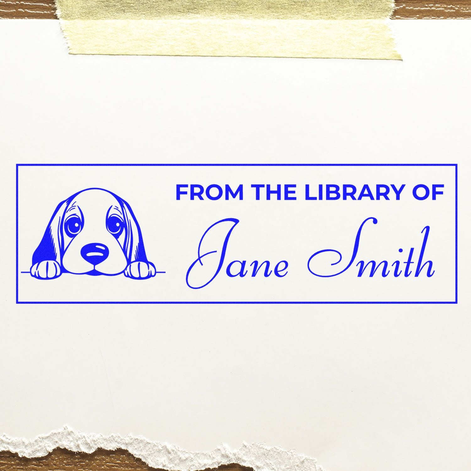 Self-Inking Basset Hound Cute Personalized Book Stamp - Engineer Seal Stamps