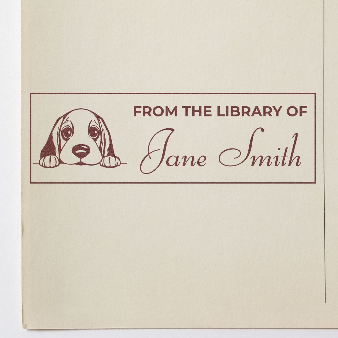 Wood Handle Basset Hound Personalized Stamp For Books