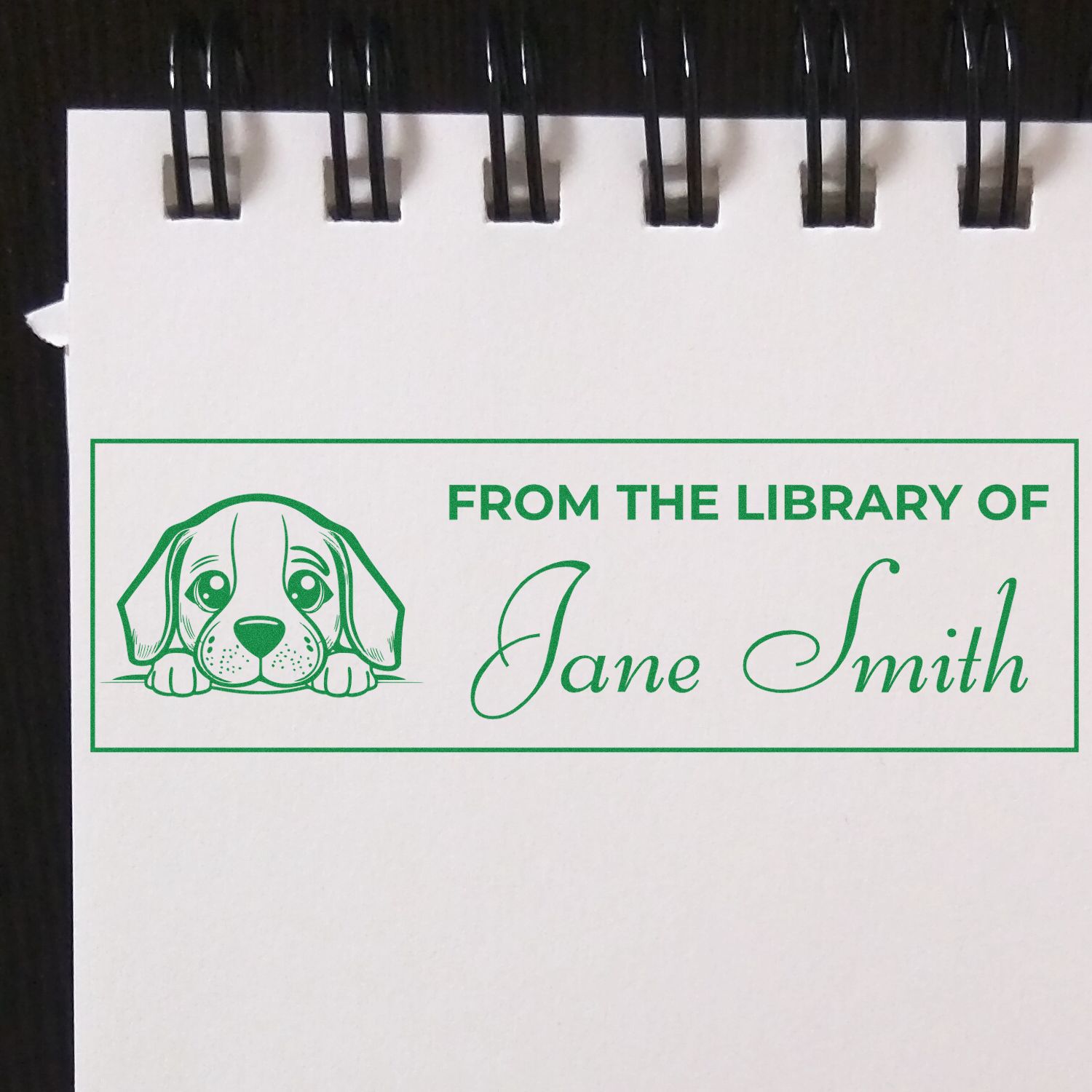 Wood Handle Beagle Custom Stamp For Books - Engineer Seal Stamps