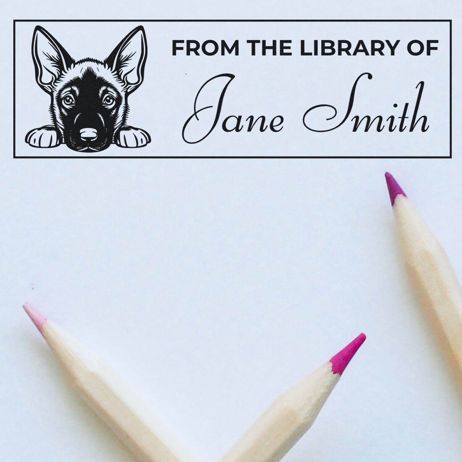 Pre-Inked Belgian Malinois Personalized Library Stamp - Engineer Seal Stamps