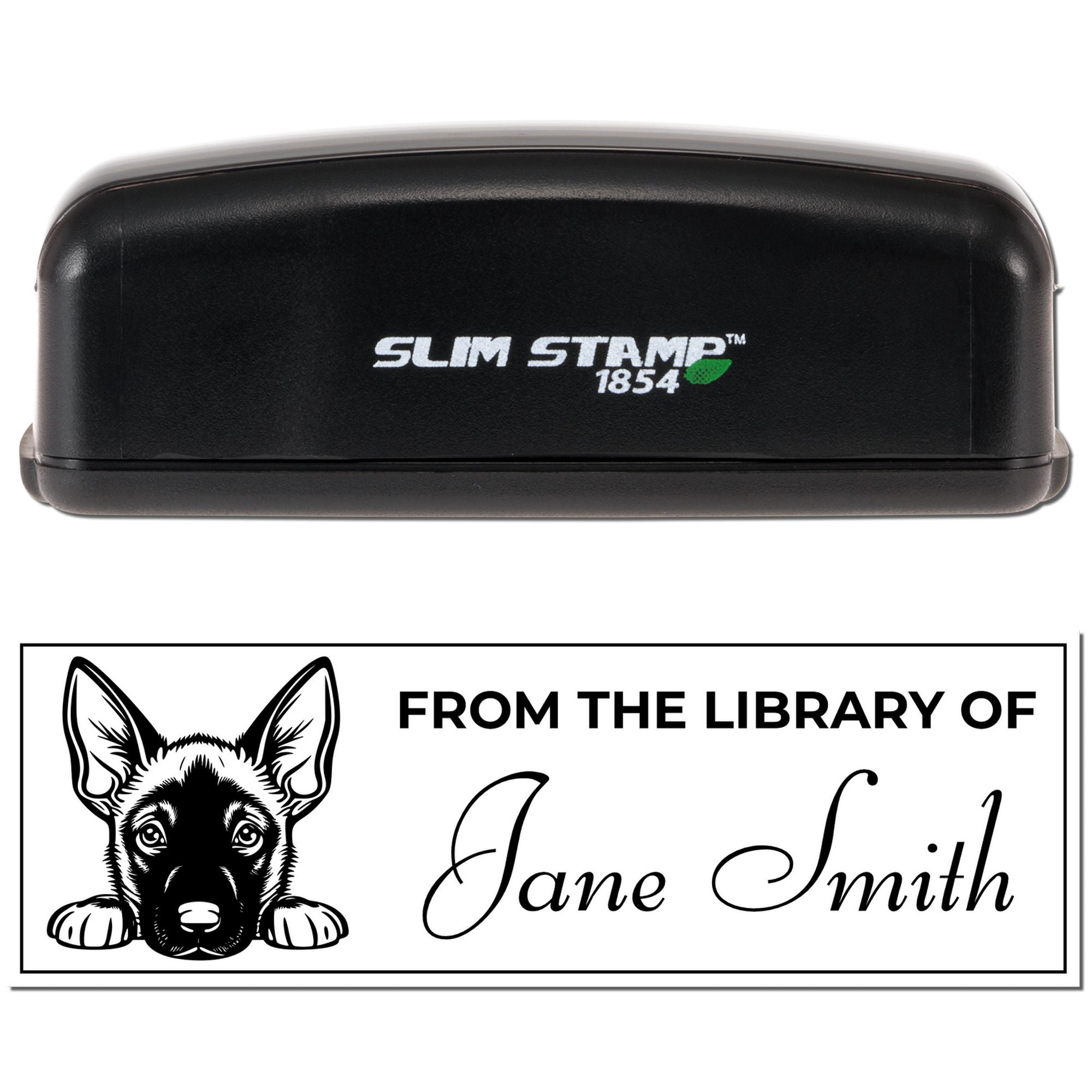 Slim Belgian Malinois Custom Bookplate Stamp - Engineer Seal Stamps