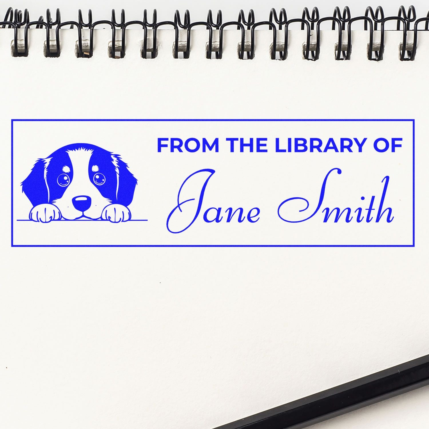 Slim Bernese Mountain Personalized Book Ownership Stamp - Engineer Seal Stamps