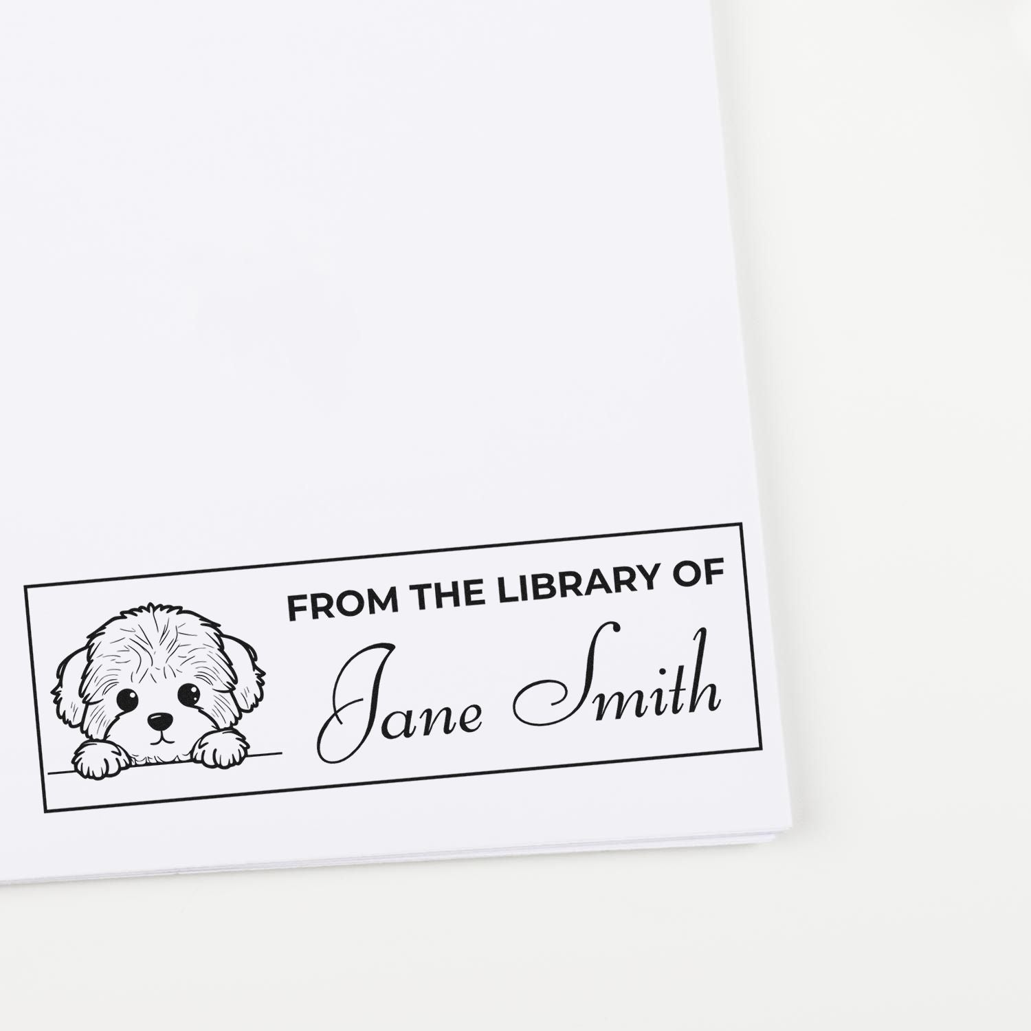 Slim Bichon Frise Whimsical Book Stamp - Engineer Seal Stamps