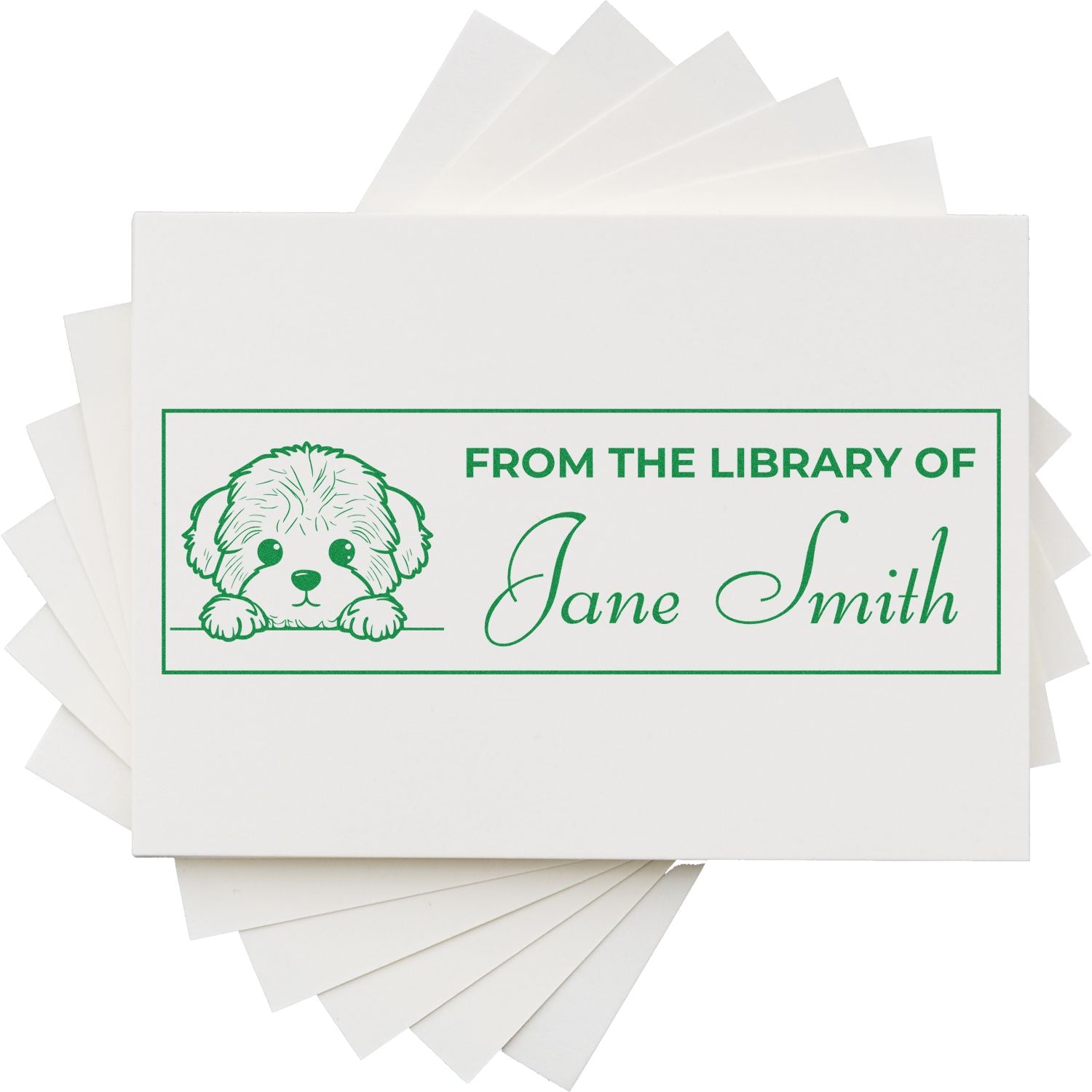 Wood Handle Bichon Frise Stamp Your Name In Books - Engineer Seal Stamps