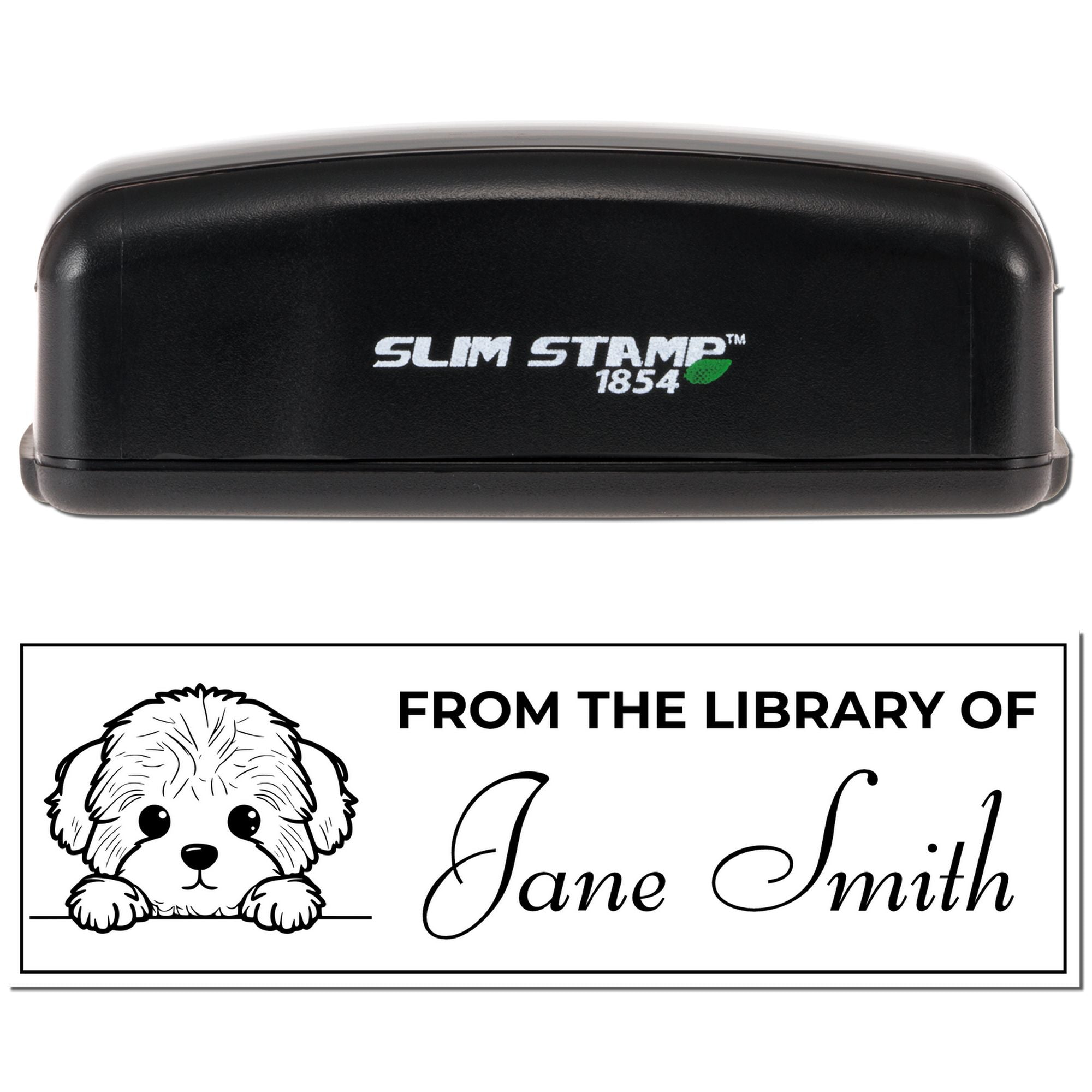 Slim Bichon Frise Whimsical Book Stamp - Engineer Seal Stamps