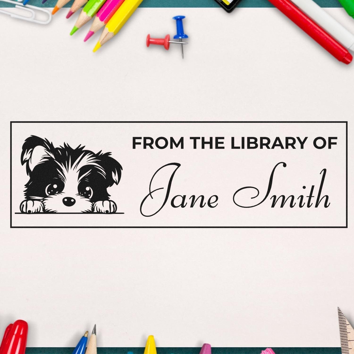 Pre-Inked Biewer Terrier Personalized Stamp For Books - Engineer Seal Stamps