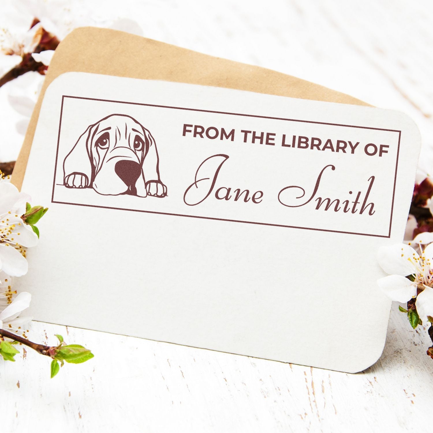 Wood Handle Bloodhound This Book Belongs To Stamp