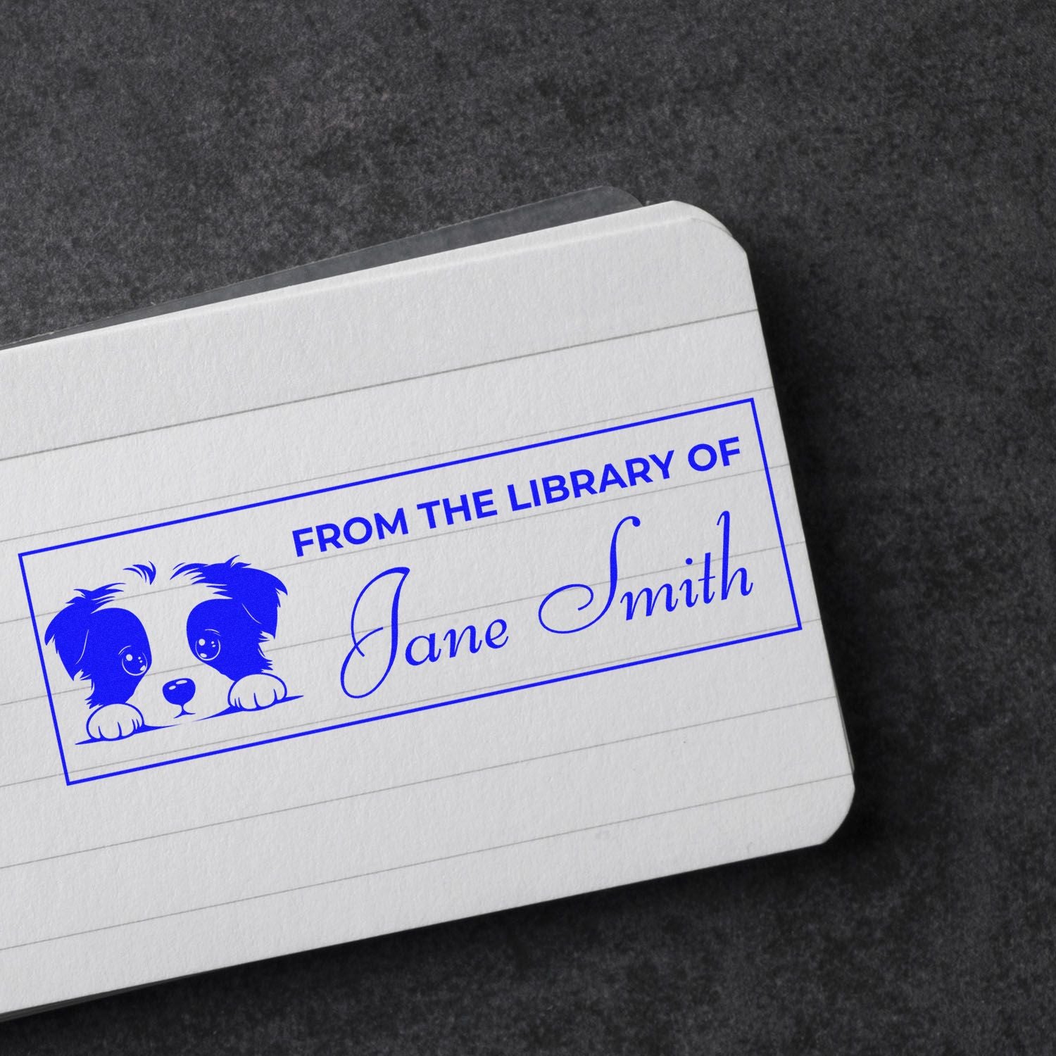 Slim Border Collie Gift For Book Lovers Stamp - Engineer Seal Stamps