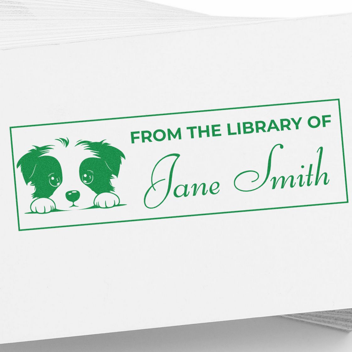 Slim Border Collie Gift For Book Lovers Stamp - Engineer Seal Stamps