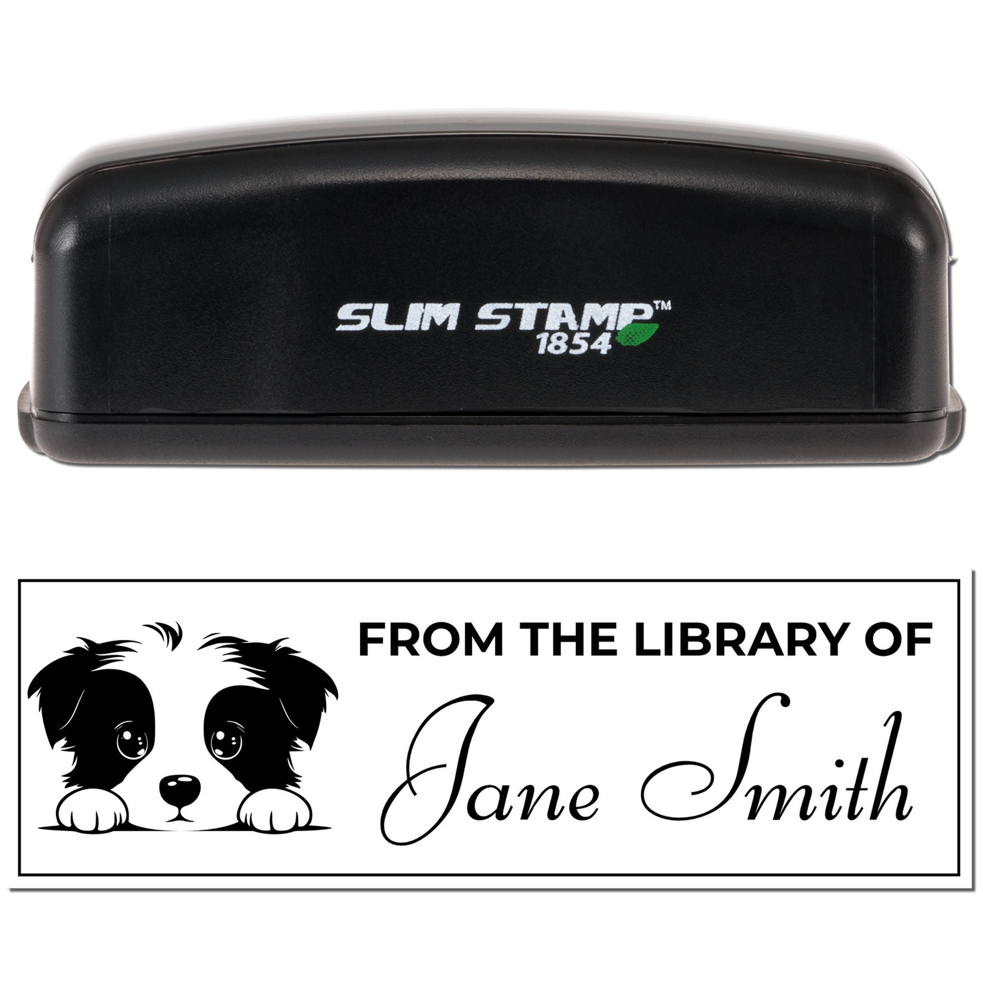 Slim Border Collie Gift For Book Lovers Stamp - Engineer Seal Stamps