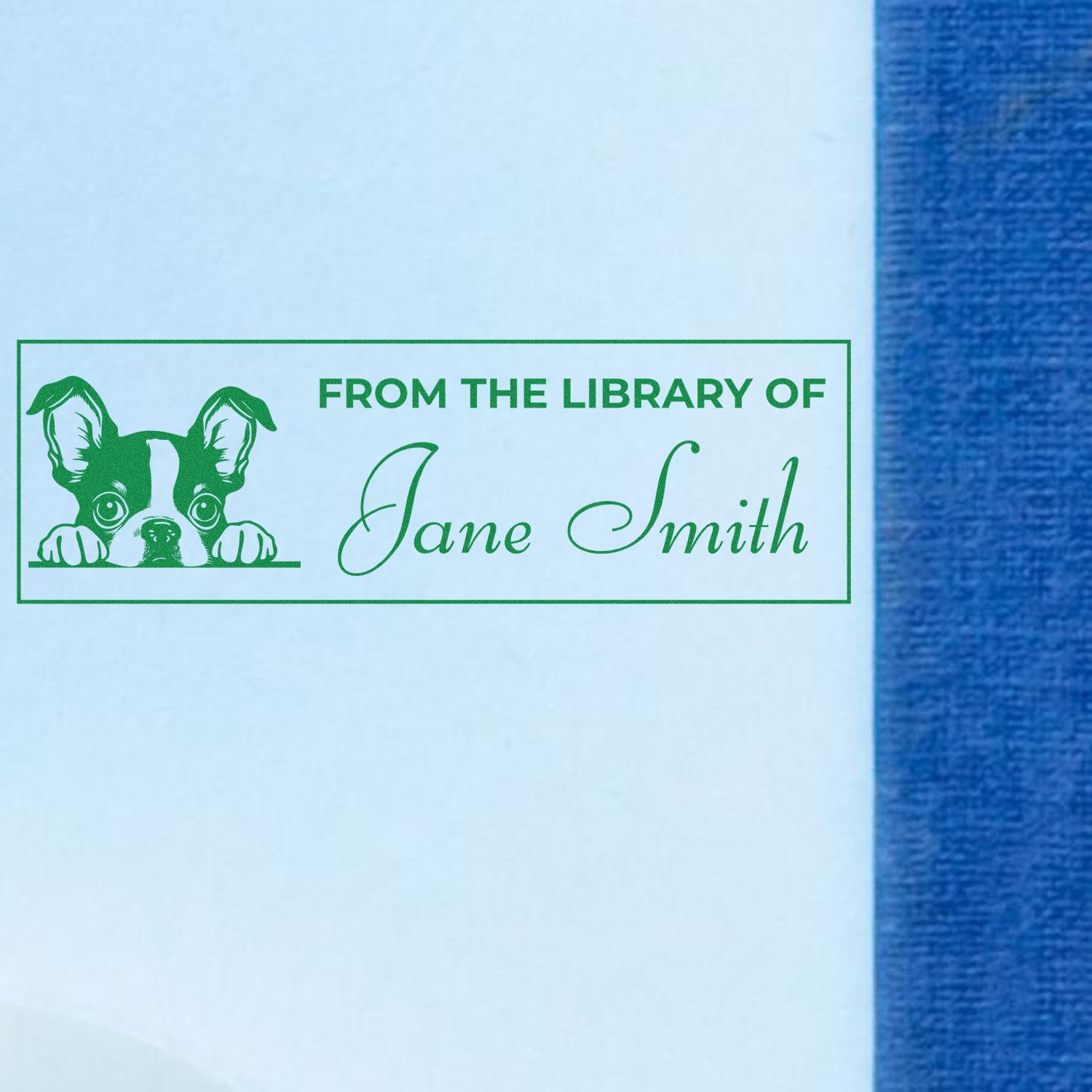 Slim Boston Terrier Book Lover Gift Personalized Stamp - Engineer Seal Stamps