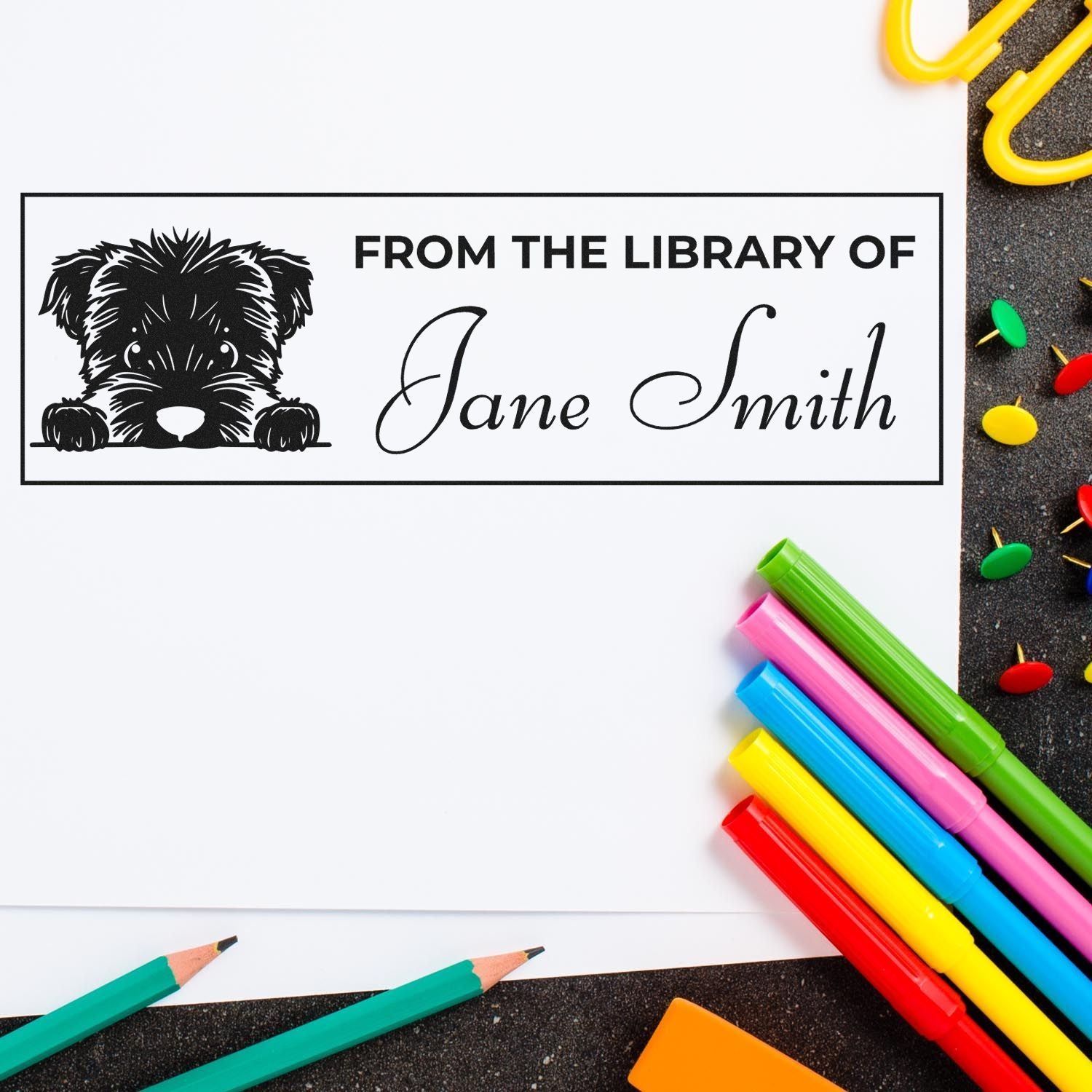 Self-Inking Bouvier Des Flandres Personalized Book Stamp For Teachers - Engineer Seal Stamps