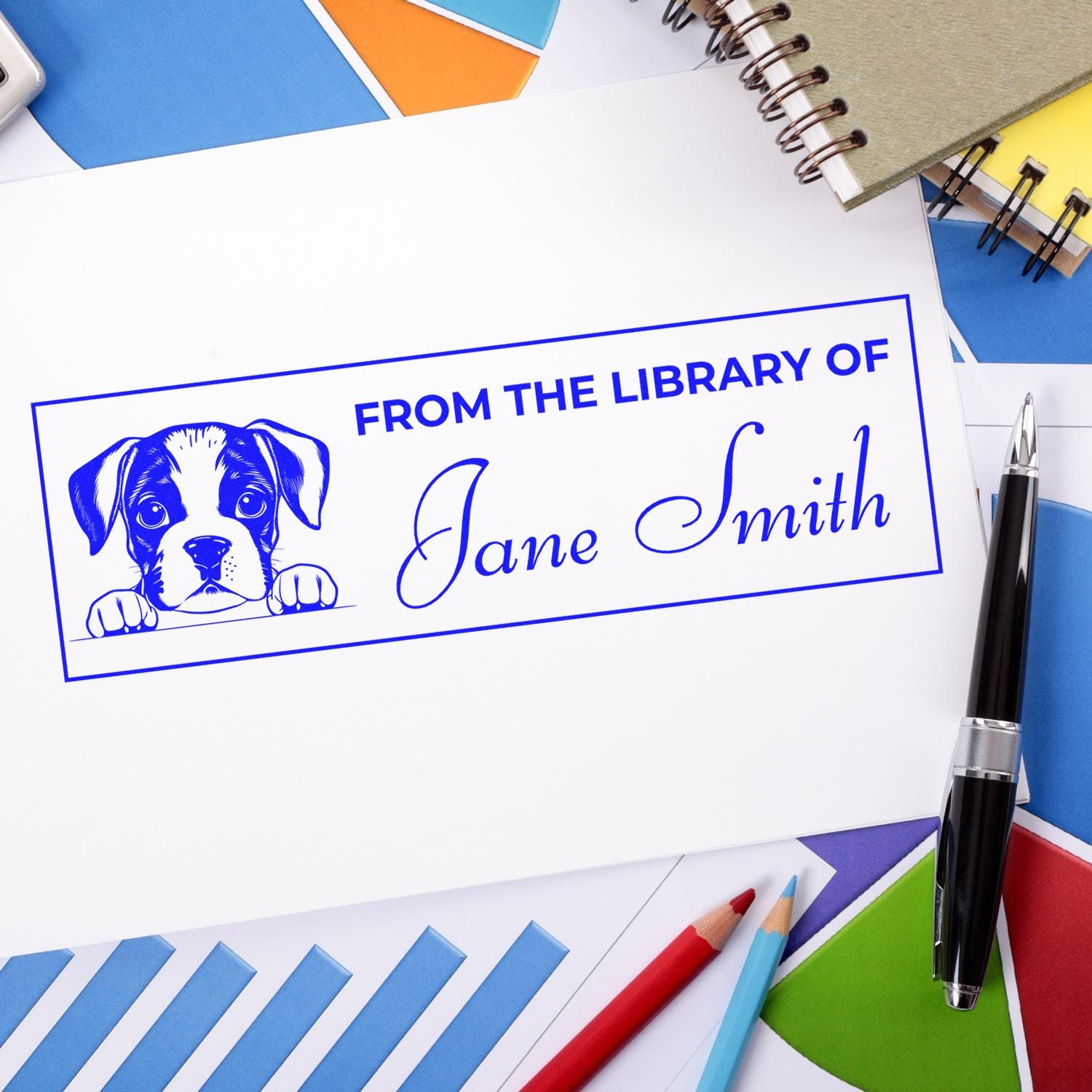 Wood Handle Boxer Ex Libris Book Stamp - Engineer Seal Stamps