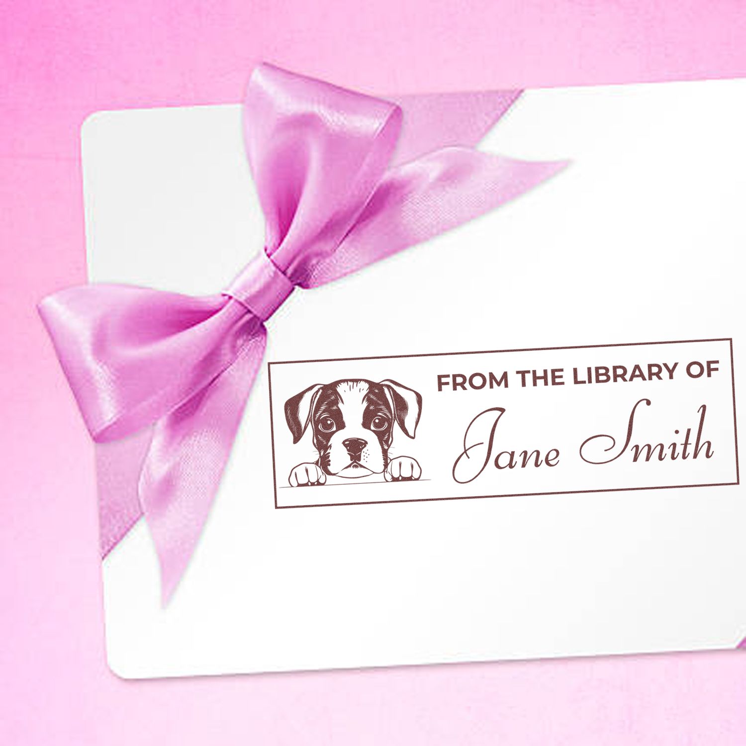 Wood Handle Boxer Ex Libris Book Stamp - Engineer Seal Stamps