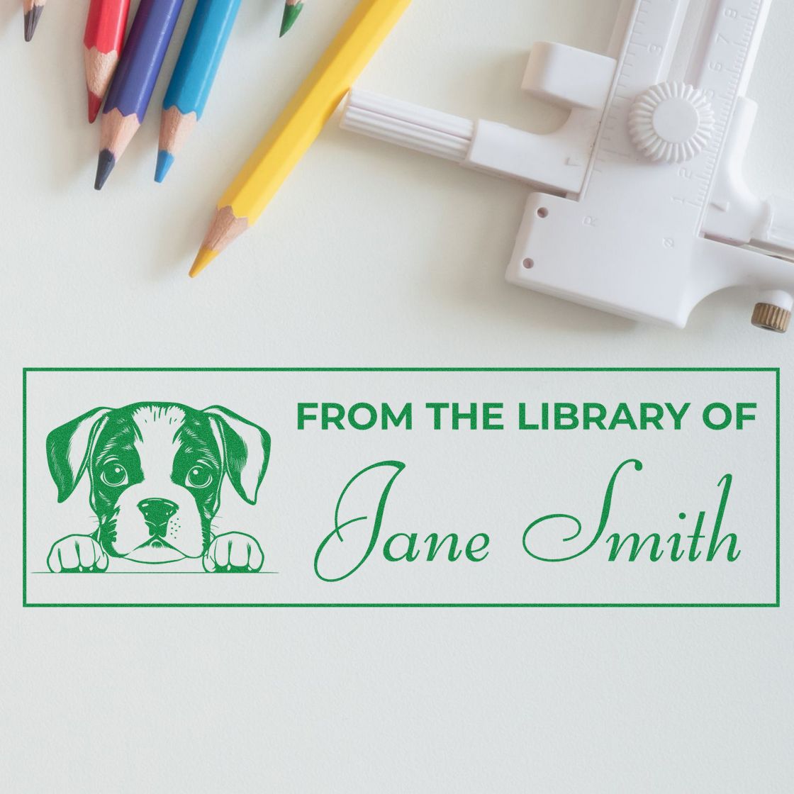 Slim Boxer Personalized Stamp For Book Lover - Engineer Seal Stamps