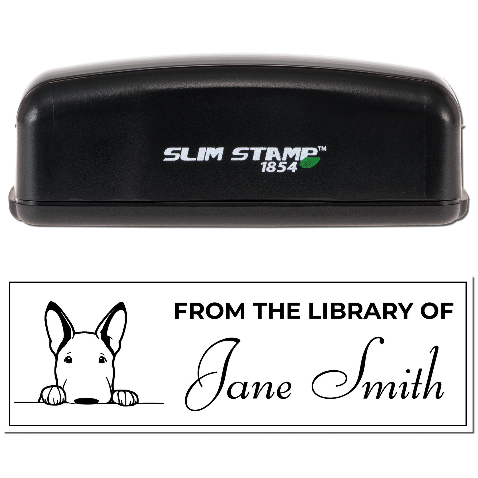 Slim Bull Terrier Teacher Classroom Library Stamp - Engineer Seal Stamps