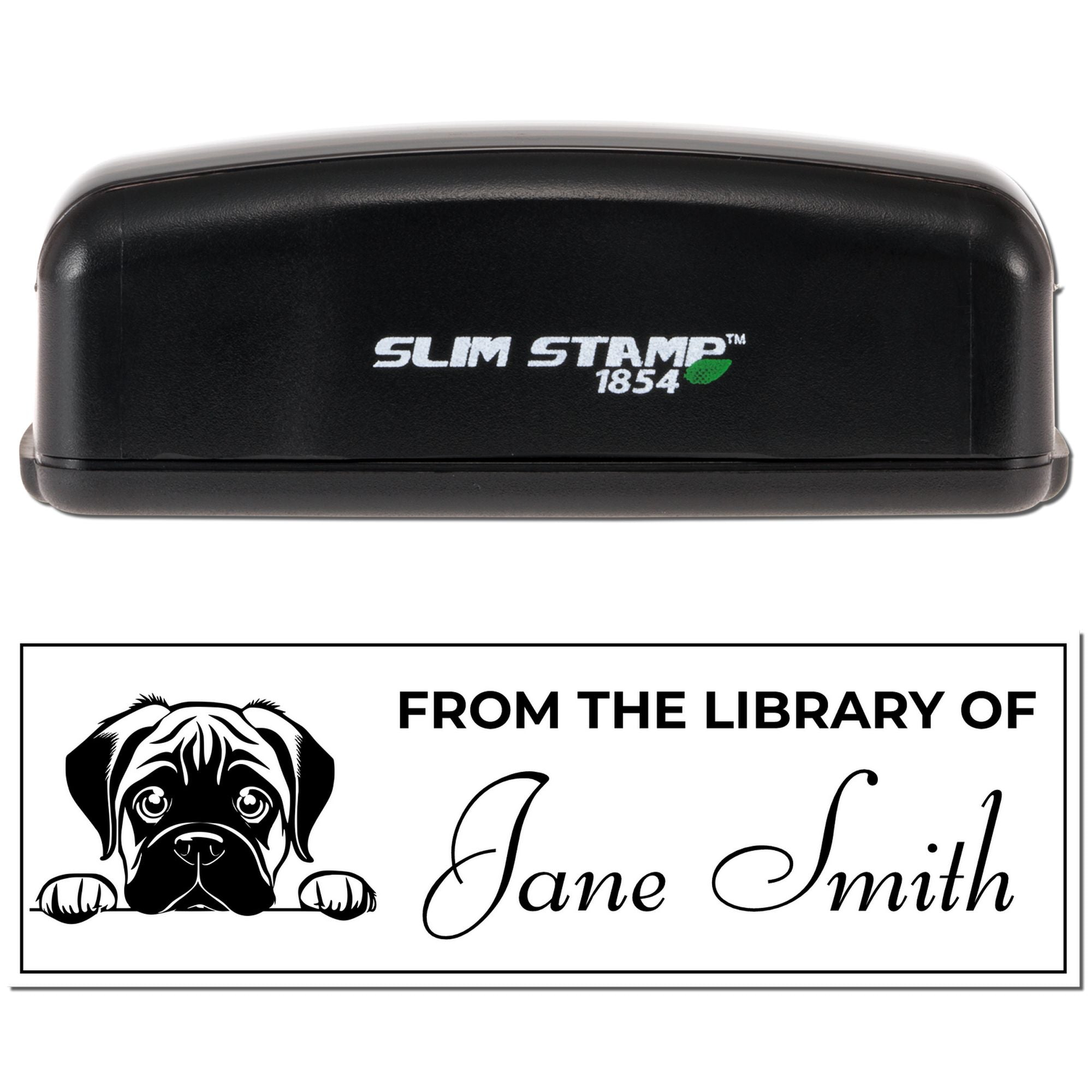 Slim Bullmastiff Personalized Book Stamp For Teachers - Engineer Seal Stamps