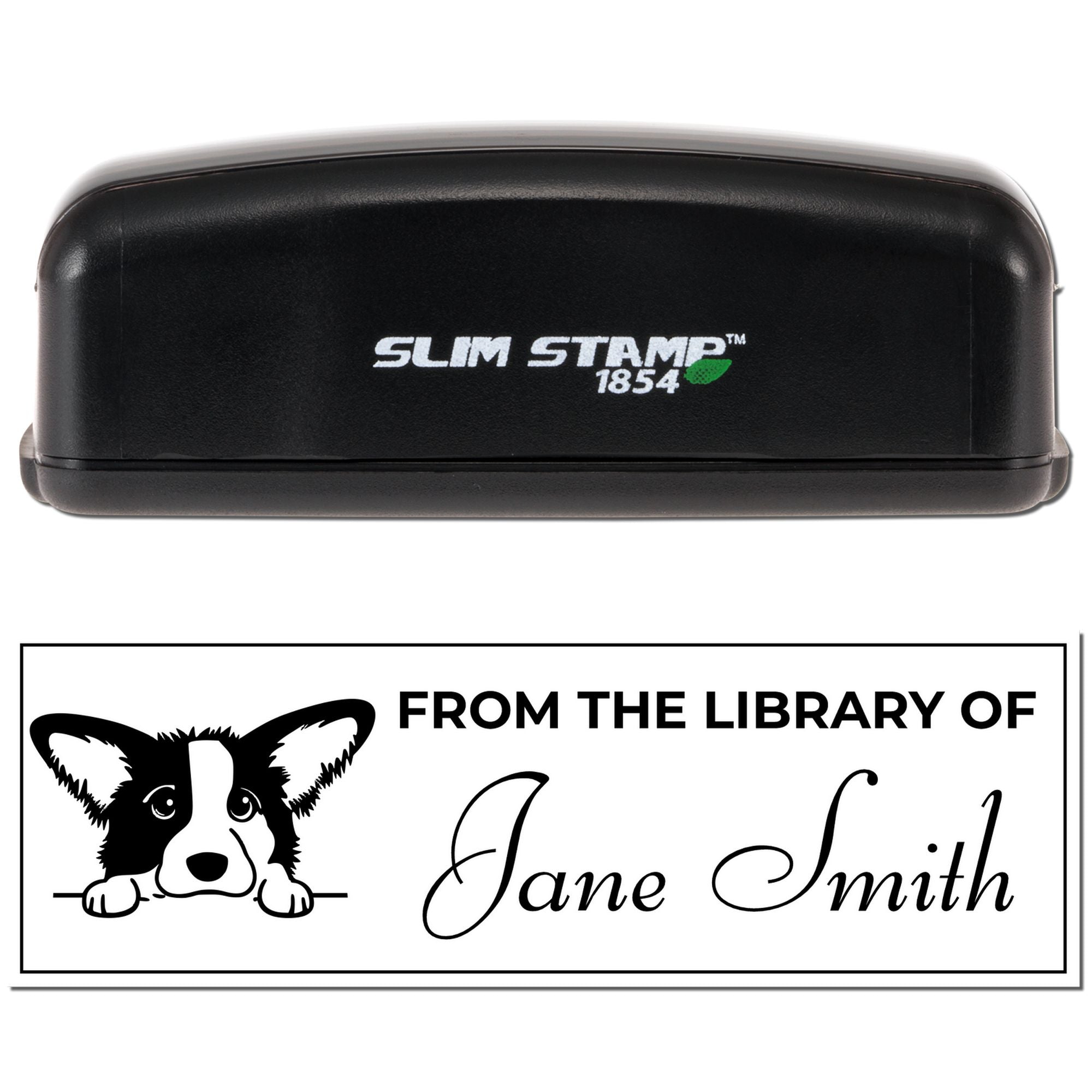 Slim Cardigan Welsh Corgi Kids Book Stamp With Name - Engineer Seal Stamps