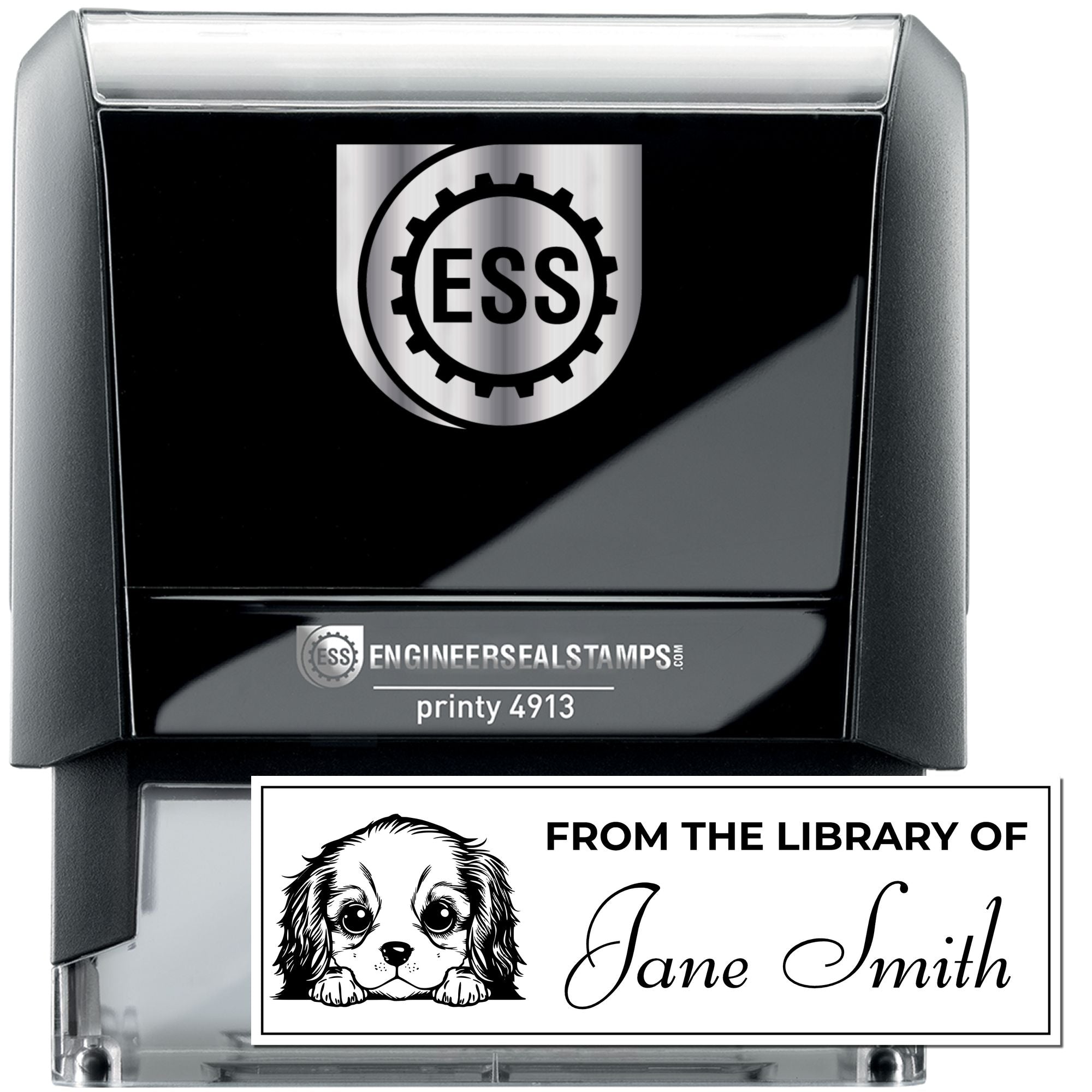 Self-Inking Cavalier King Charles Spaniel Personalized Library Stamp - Engineer Seal Stamps