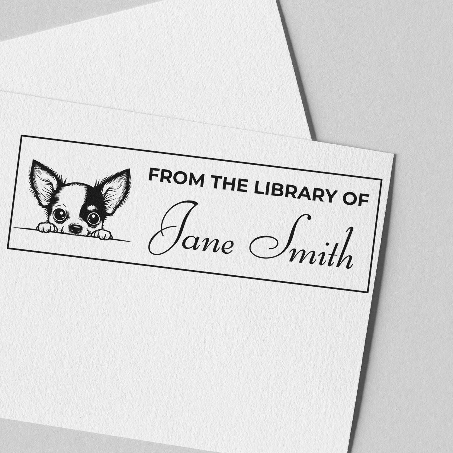 Wood Handle Chihuahua Book Lover Gift Personalized Stamp - Engineer Seal Stamps