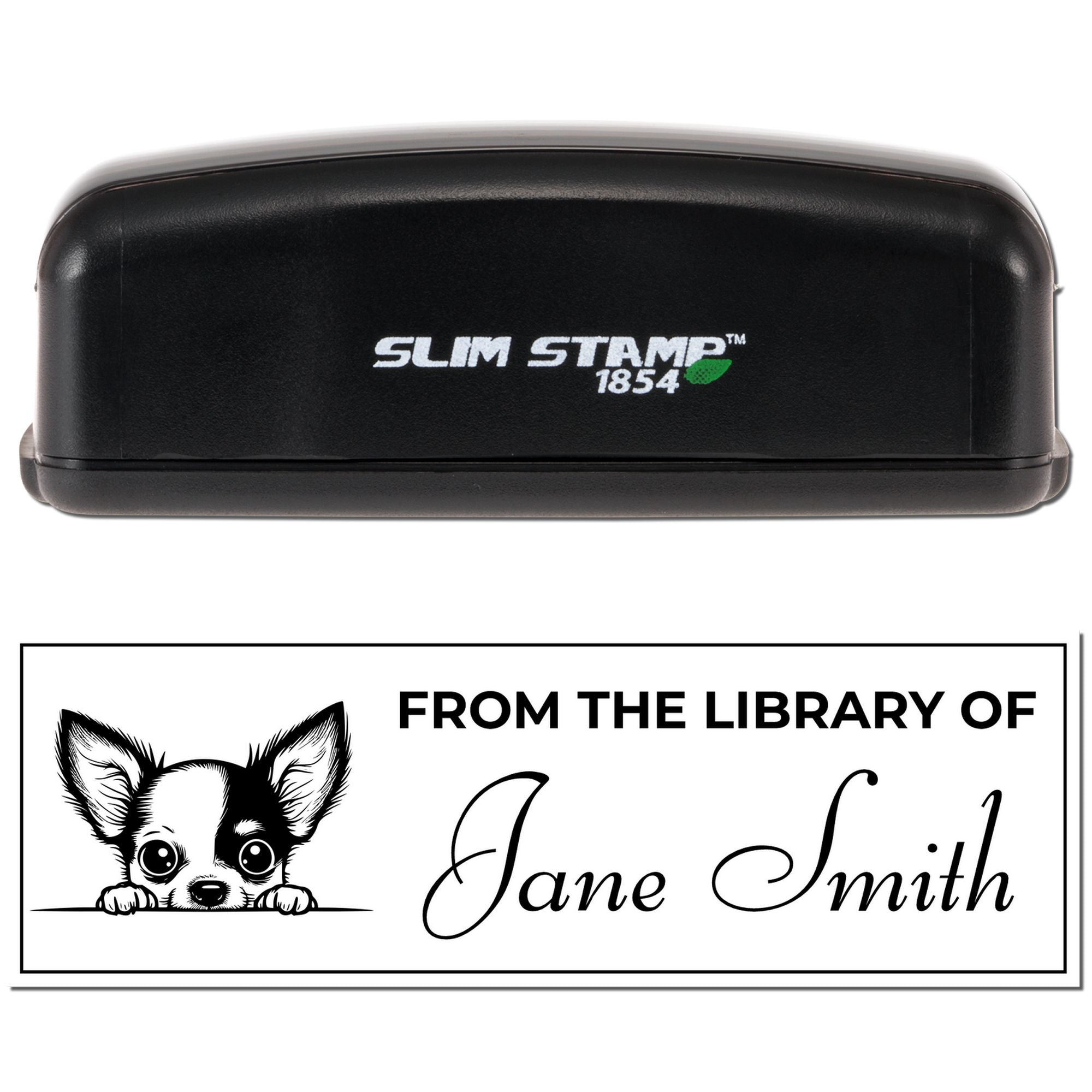 Slim Chihuahua Personalized Book Stamps - Engineer Seal Stamps