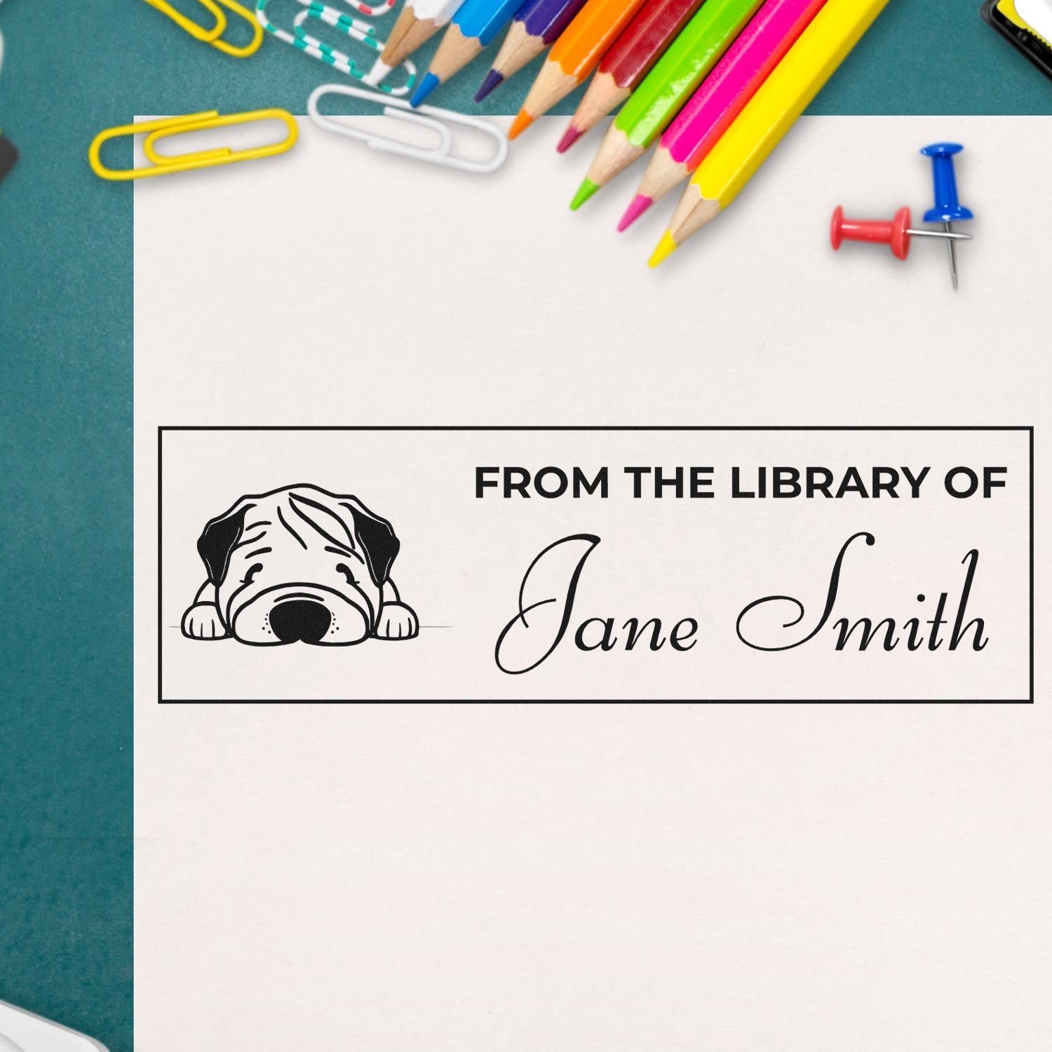 Wood Handle Chinese Shar Pei Personalized Stamp For Book Lover - Engineer Seal Stamps