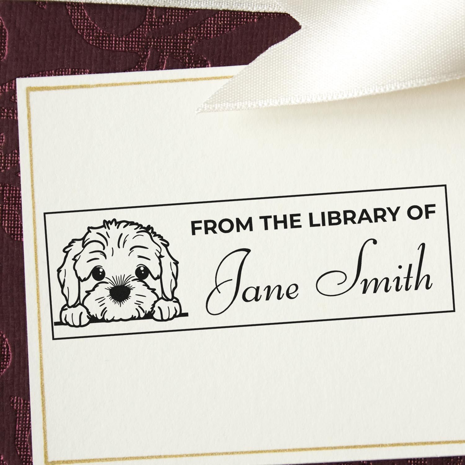 Pre-Inked Cockapoo Personalized Book Stamp Gift - Engineer Seal Stamps