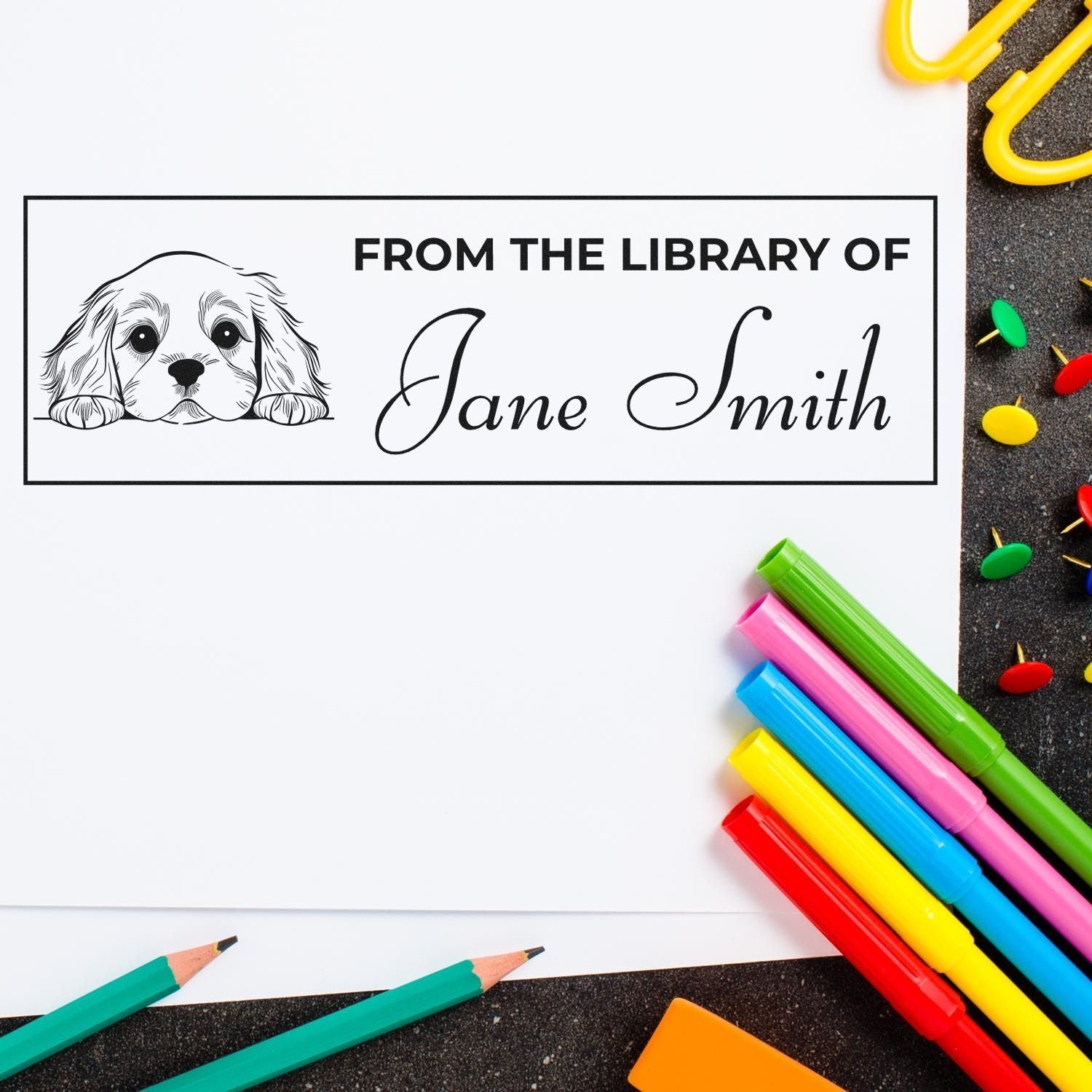 Slim Cocker Spaniel Personal Library Stamp - Engineer Seal Stamps