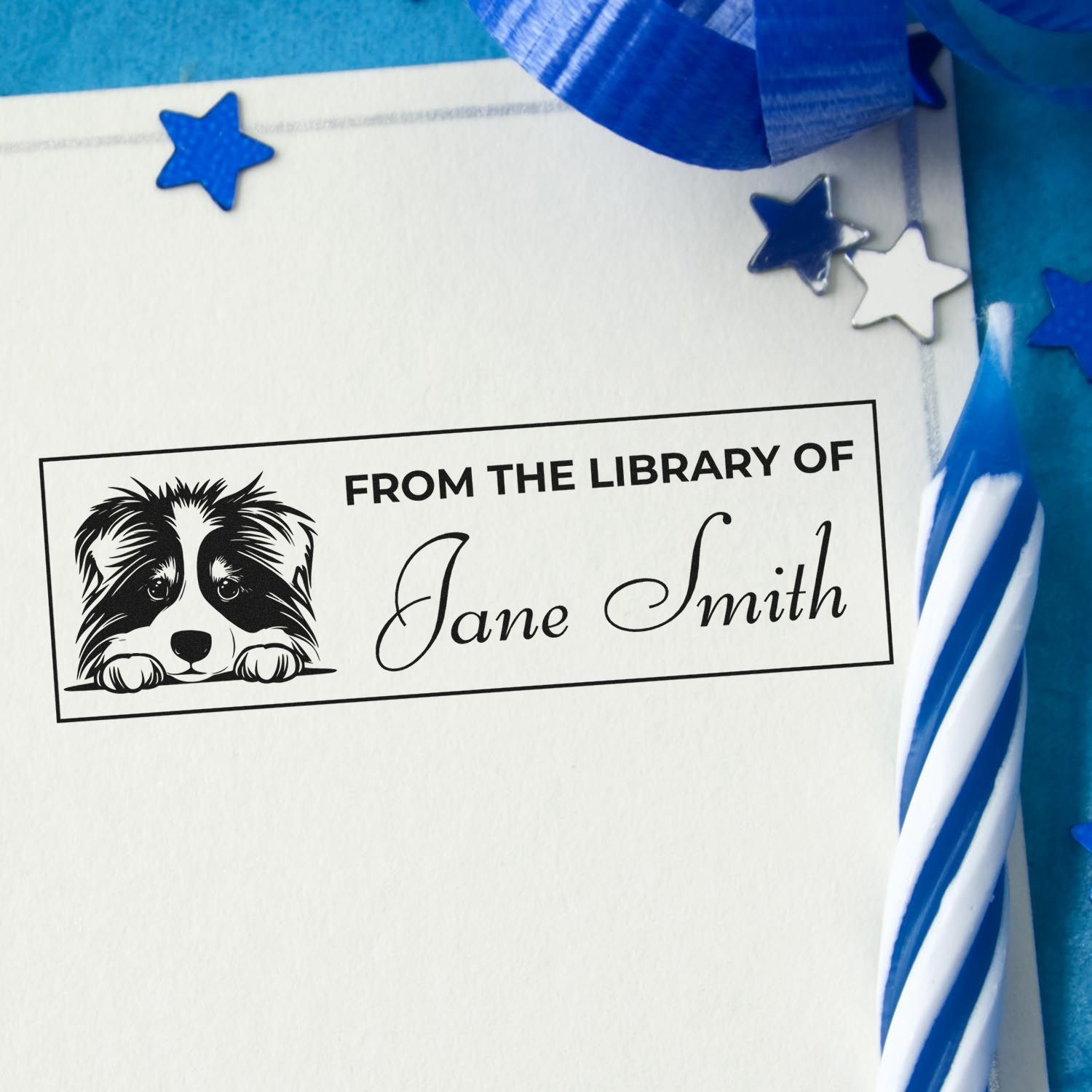 Wood Handle Collie Personalized Book Stamp For Teachers - Engineer Seal Stamps