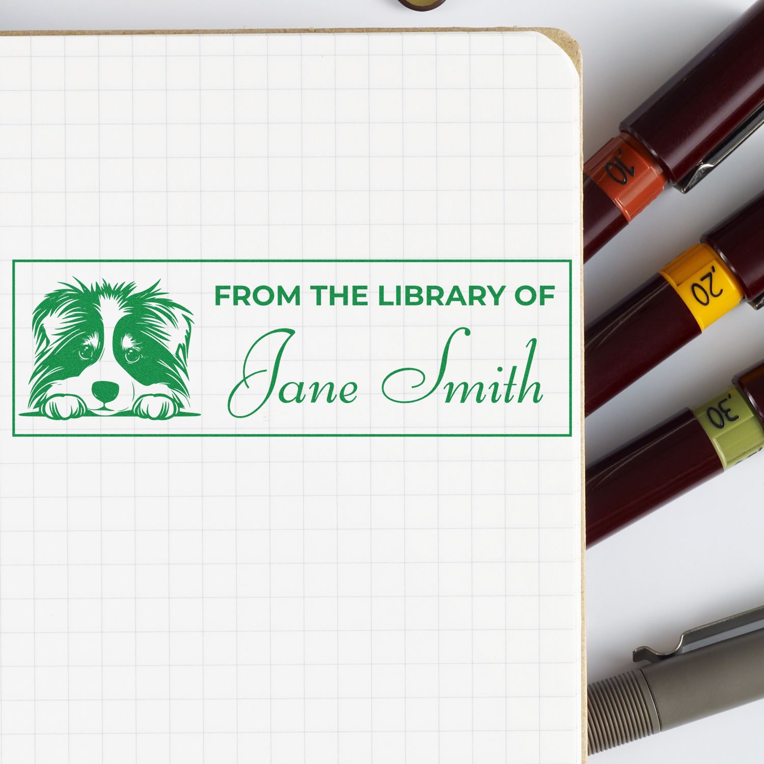 Pre-Inked Collie Unique Gift For Book Lover Stamp - Engineer Seal Stamps