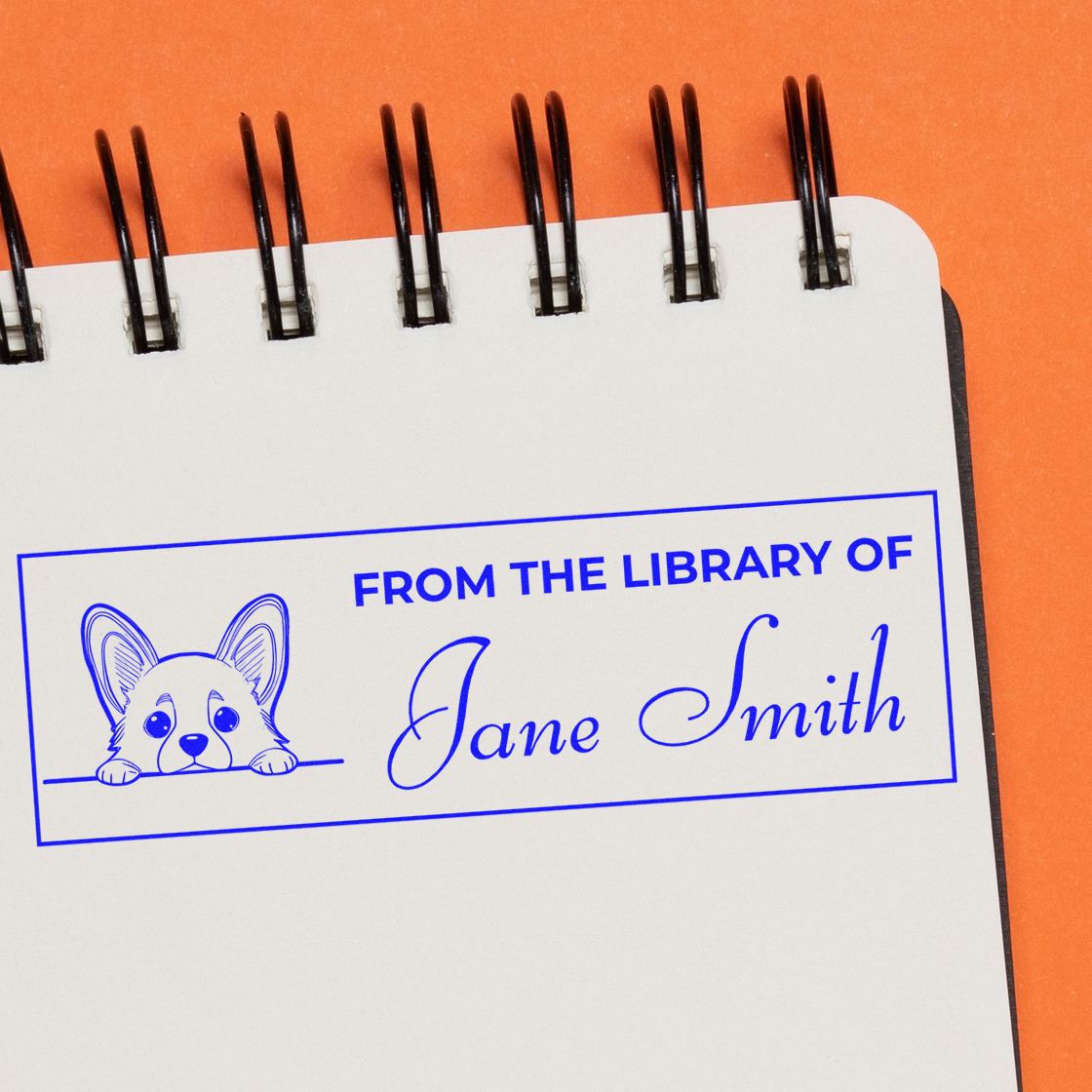 Pre-Inked Corgi Personalized Stamp For Book Lover - Engineer Seal Stamps