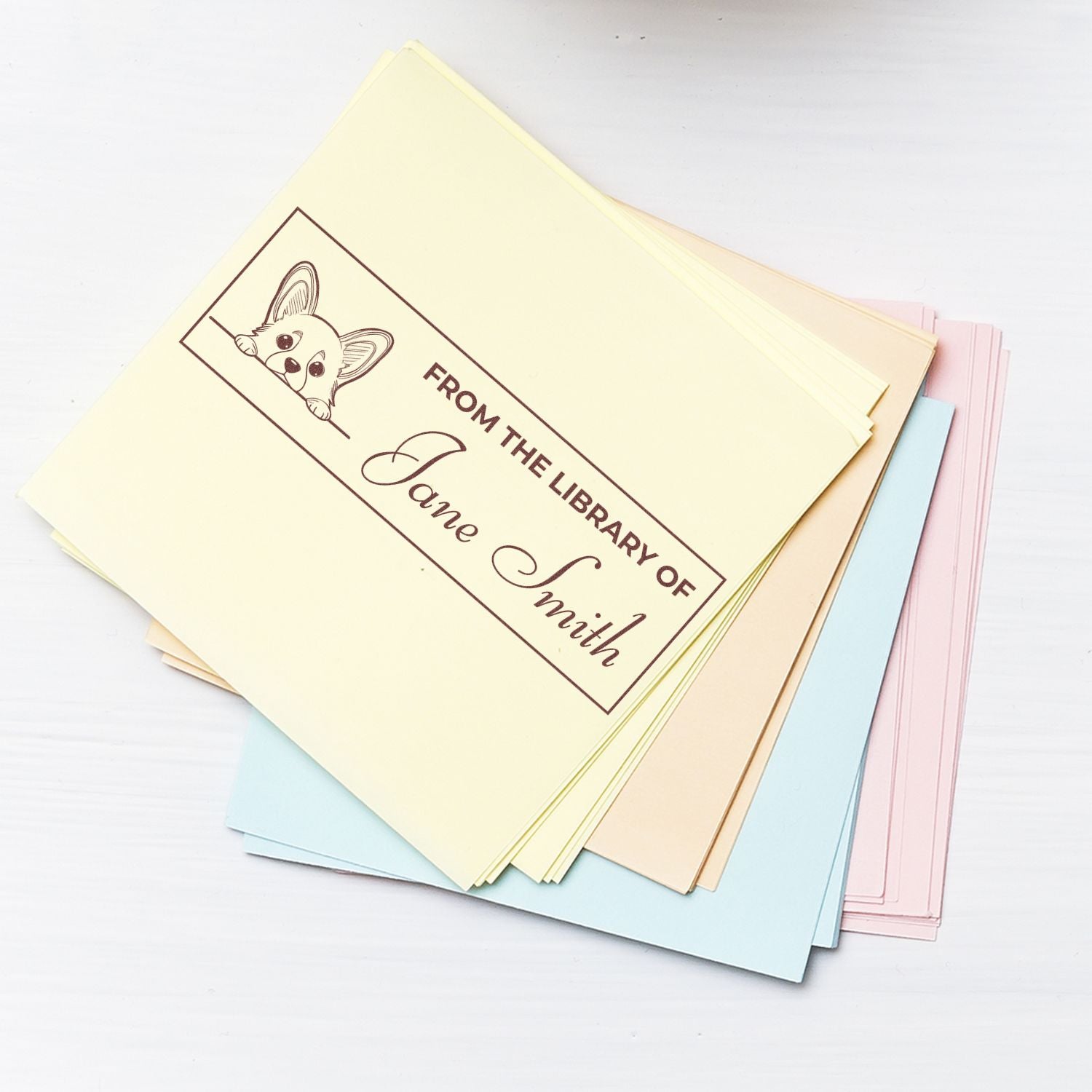 Pre-Inked Corgi Personalized Stamp For Book Lover - Engineer Seal Stamps