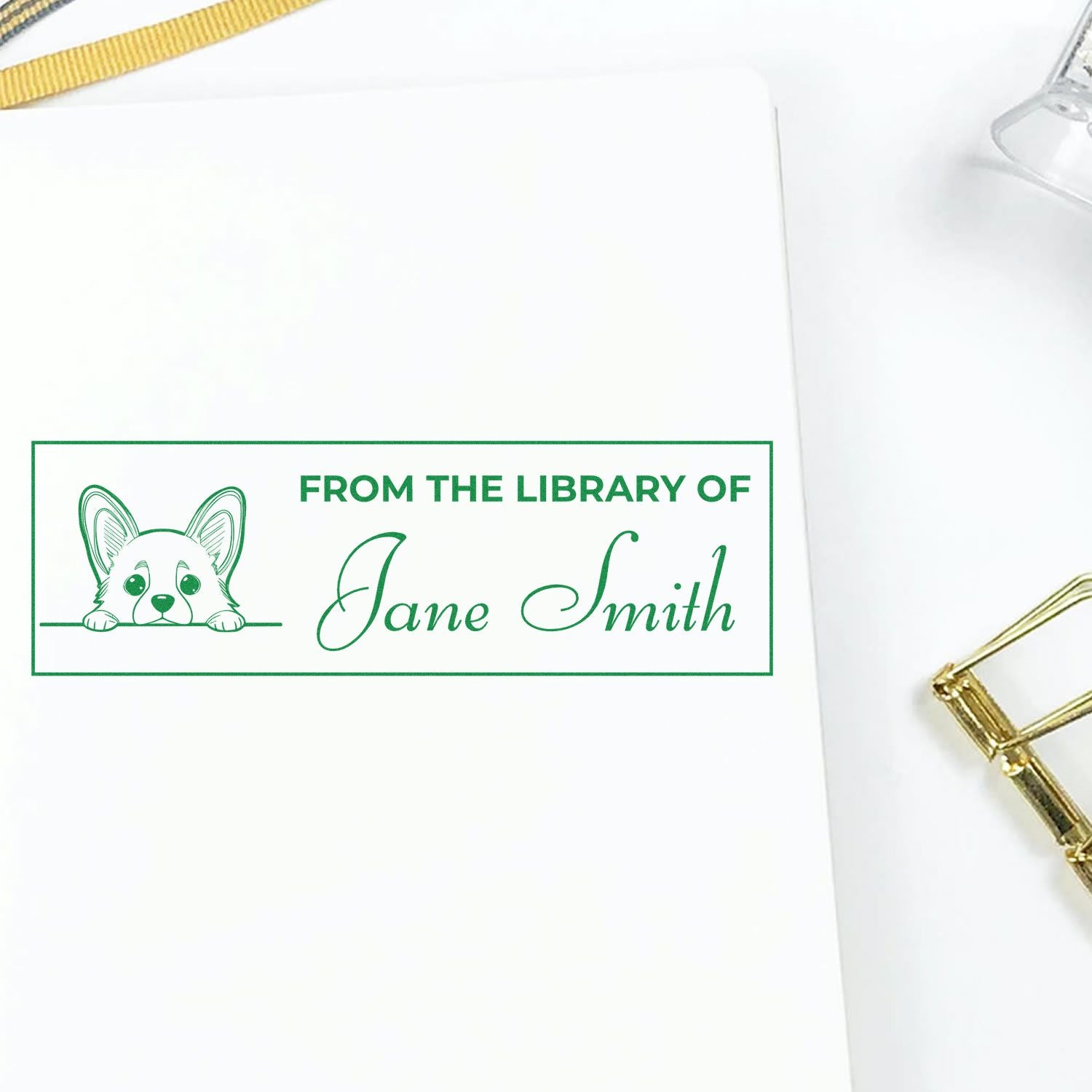 Slim Corgi Custom Stamp For Books - Engineer Seal Stamps