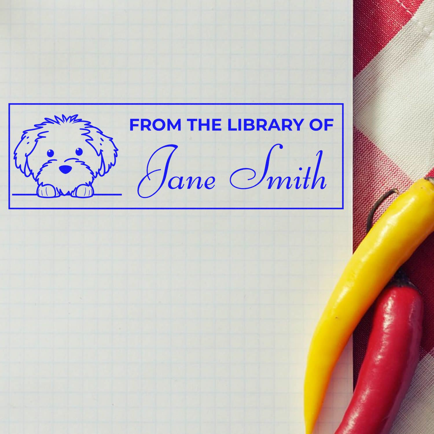 Wood Handle Cotton De Tulear Children's Book Stamp Personalized - Engineer Seal Stamps