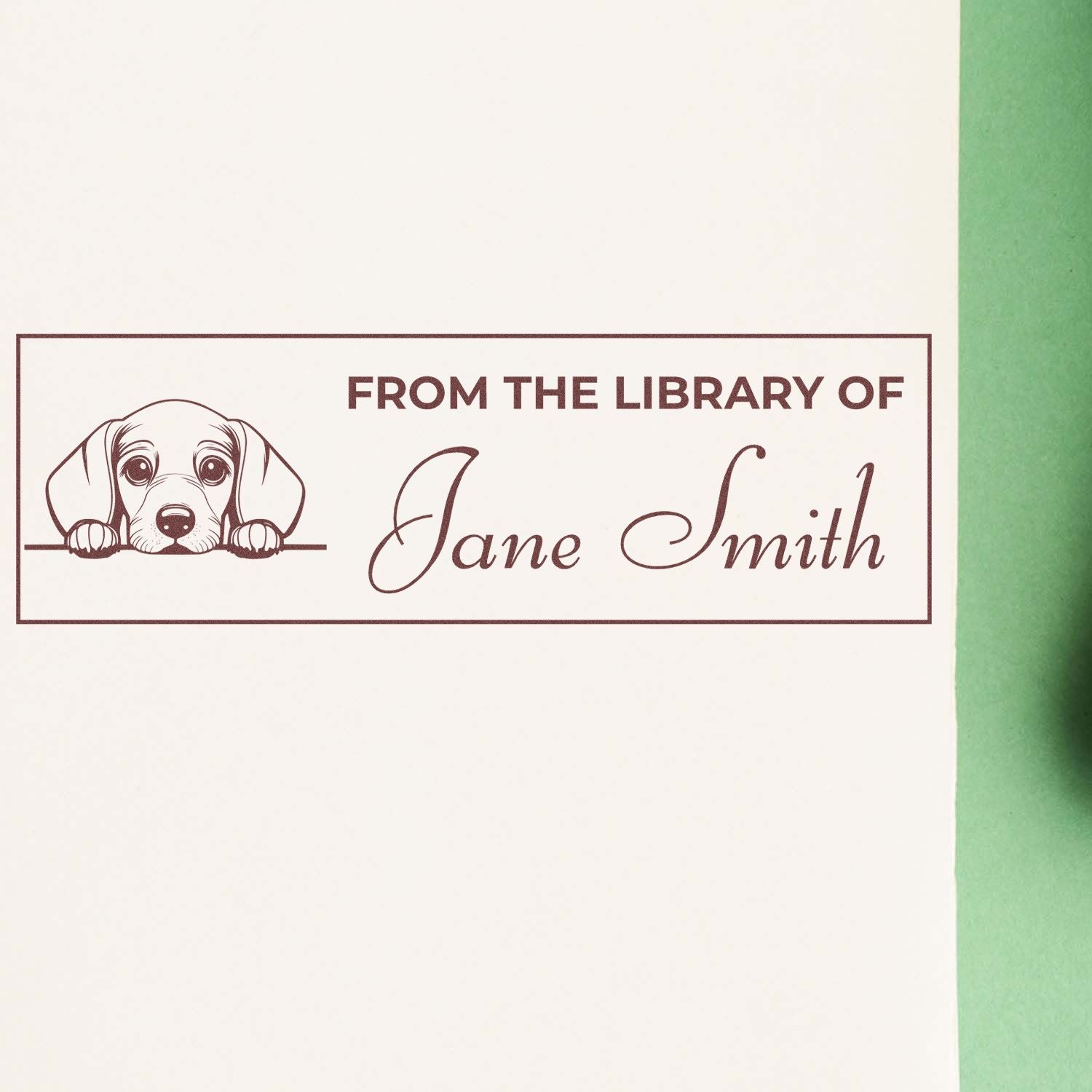 Wood Handle Dachshund Kids Book Stamp With Name - Engineer Seal Stamps