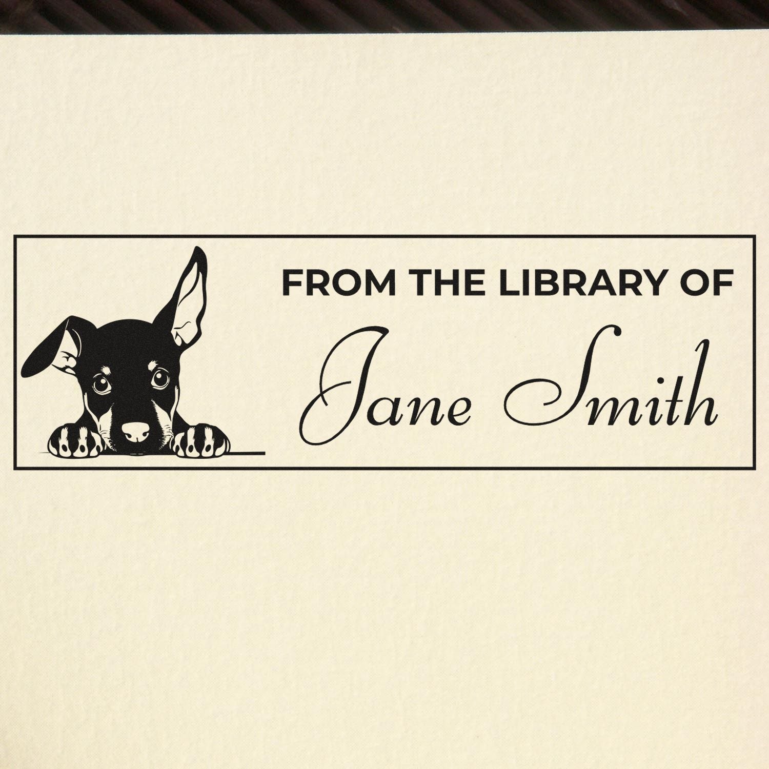Pre-Inked Doberman Pinscher Personalized Book Stamp For Teachers - Engineer Seal Stamps