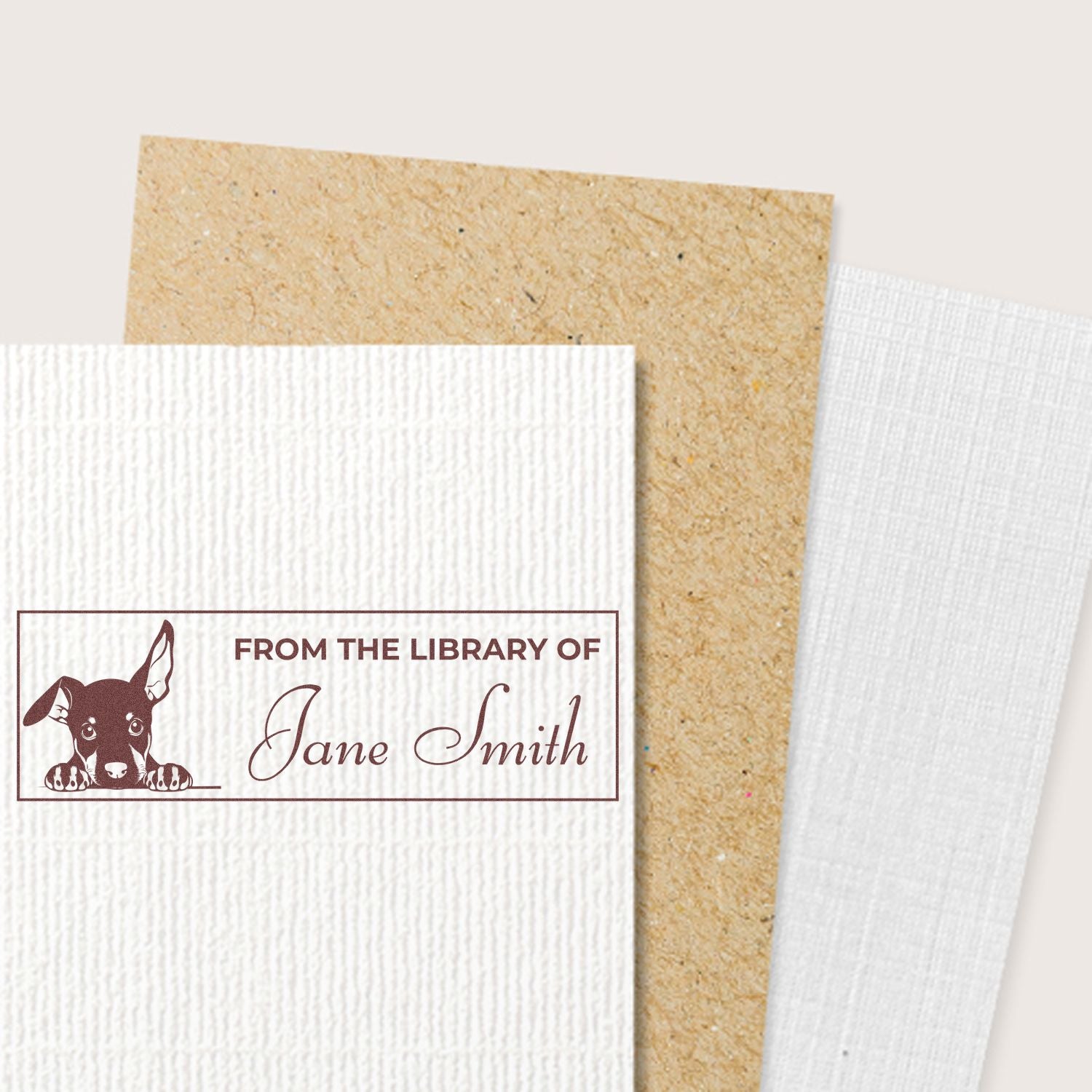 Wood Handle Doberman Pinscher Bibliophile Personalized Stamp - Engineer Seal Stamps