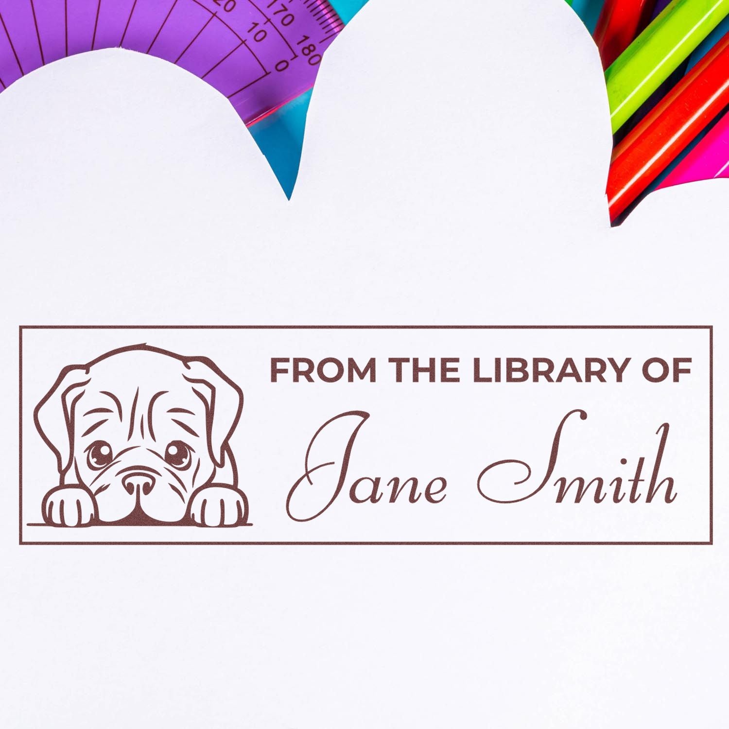 Wood Handle Dogue De Bordeaux Personalized Book Rubber Stamp - Engineer Seal Stamps
