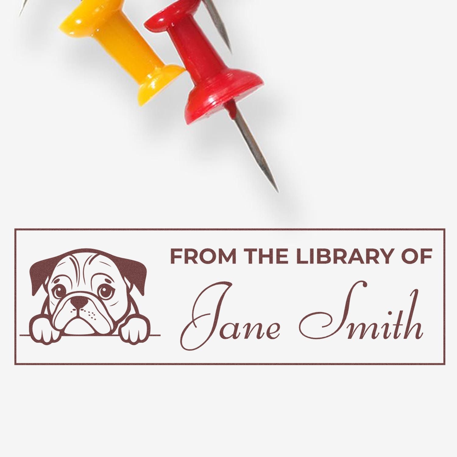 Wood Handle English Bulldog Custom Book Stamp - Engineer Seal Stamps