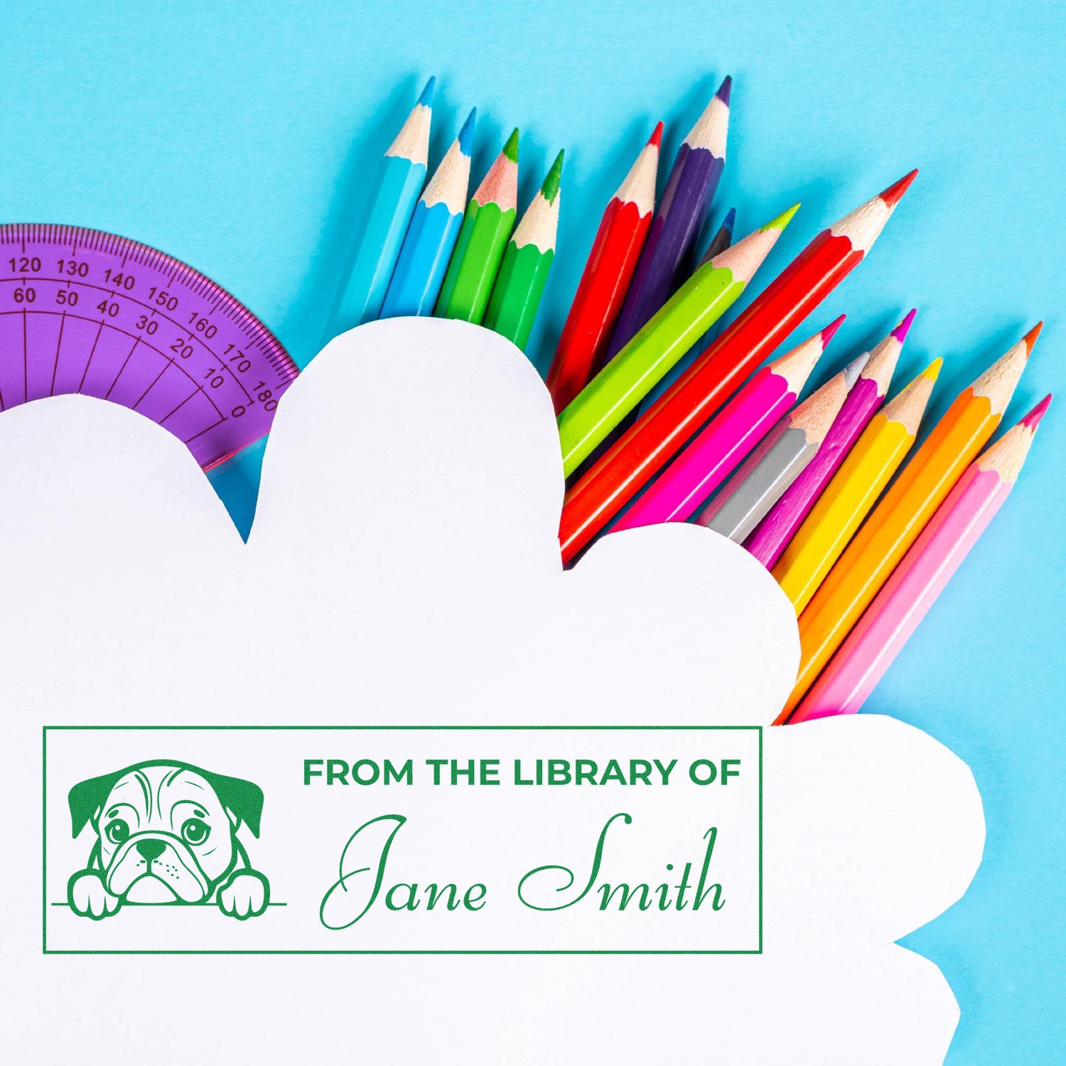 Self-Inking English Bulldog Library Stamp With Name - Engineer Seal Stamps