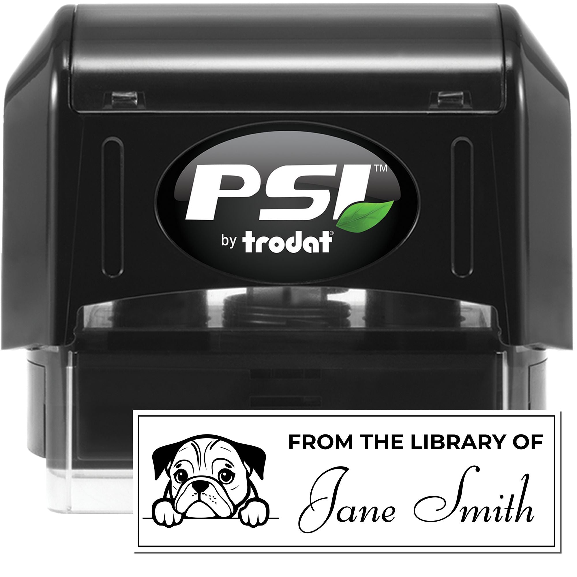Pre-Inked English Bulldog Kids Book Stamp With Name - Engineer Seal Stamps