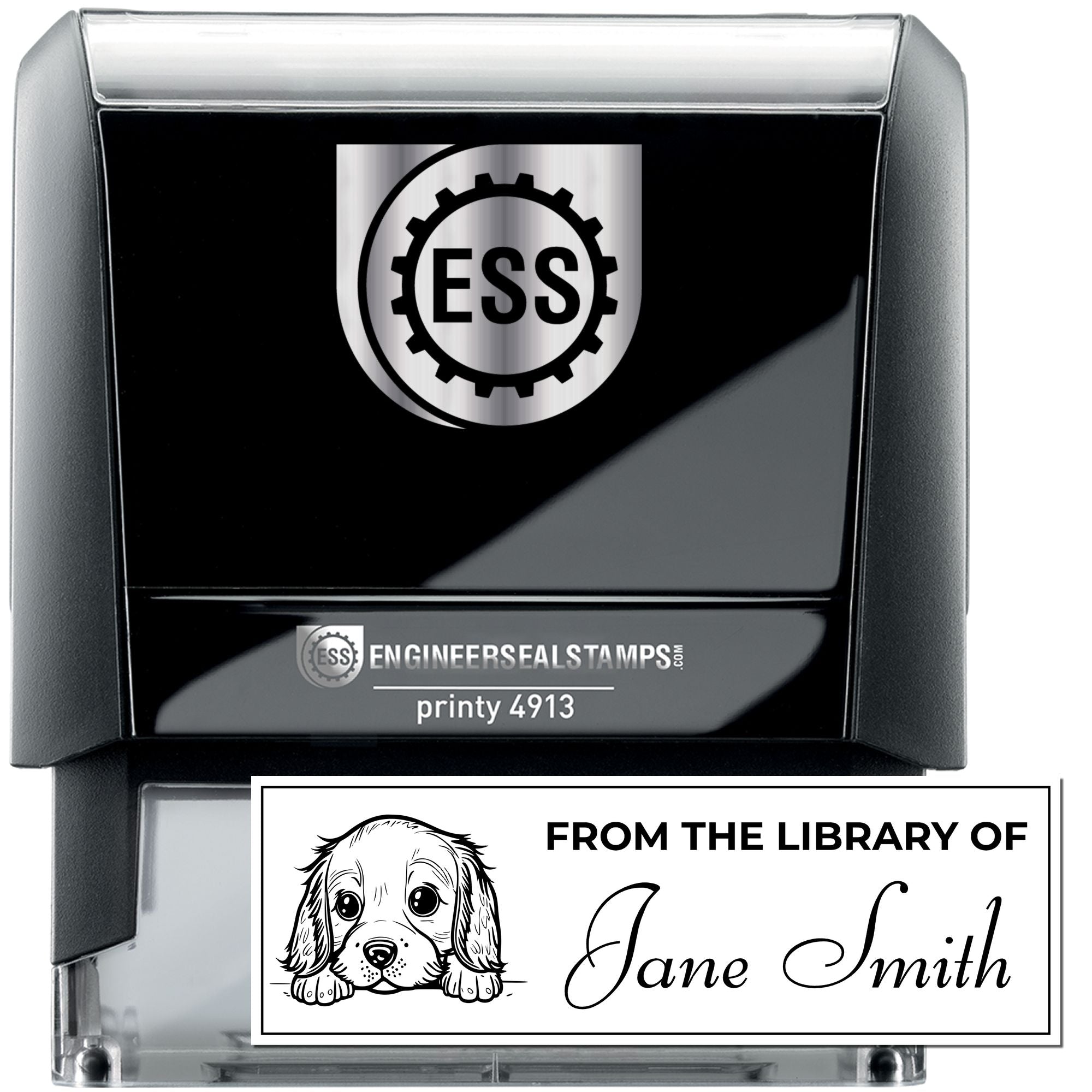 Self-Inking English Cocker Spaniel Personalized Bookplate Stamp - Engineer Seal Stamps