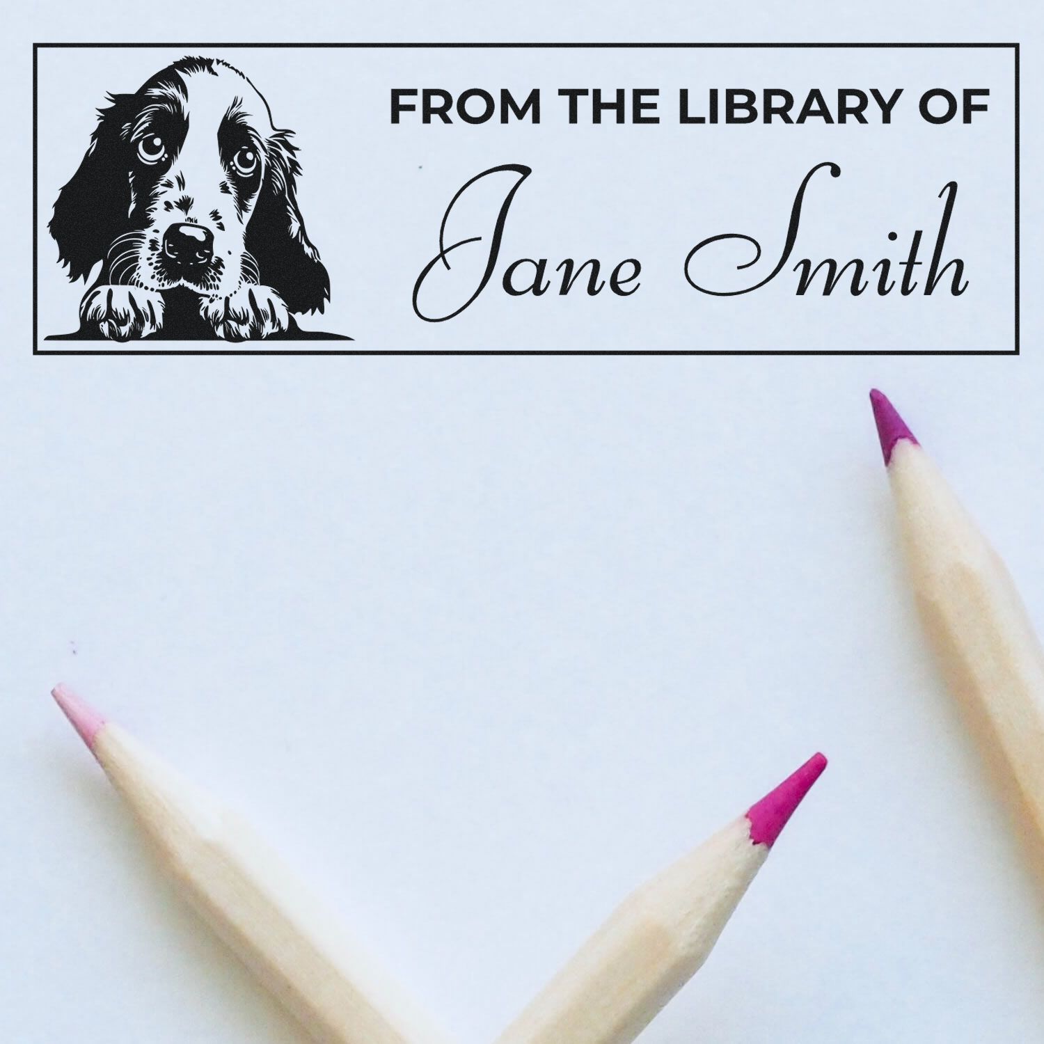 Self-Inking English Setter Custom Bookplate Stamp - Engineer Seal Stamps