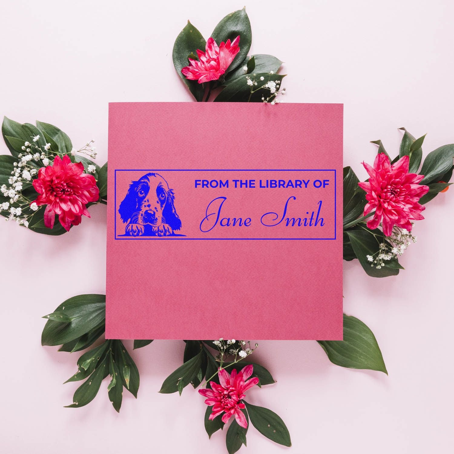 Wood Handle English Setter Personalized Library Stamp - Engineer Seal Stamps